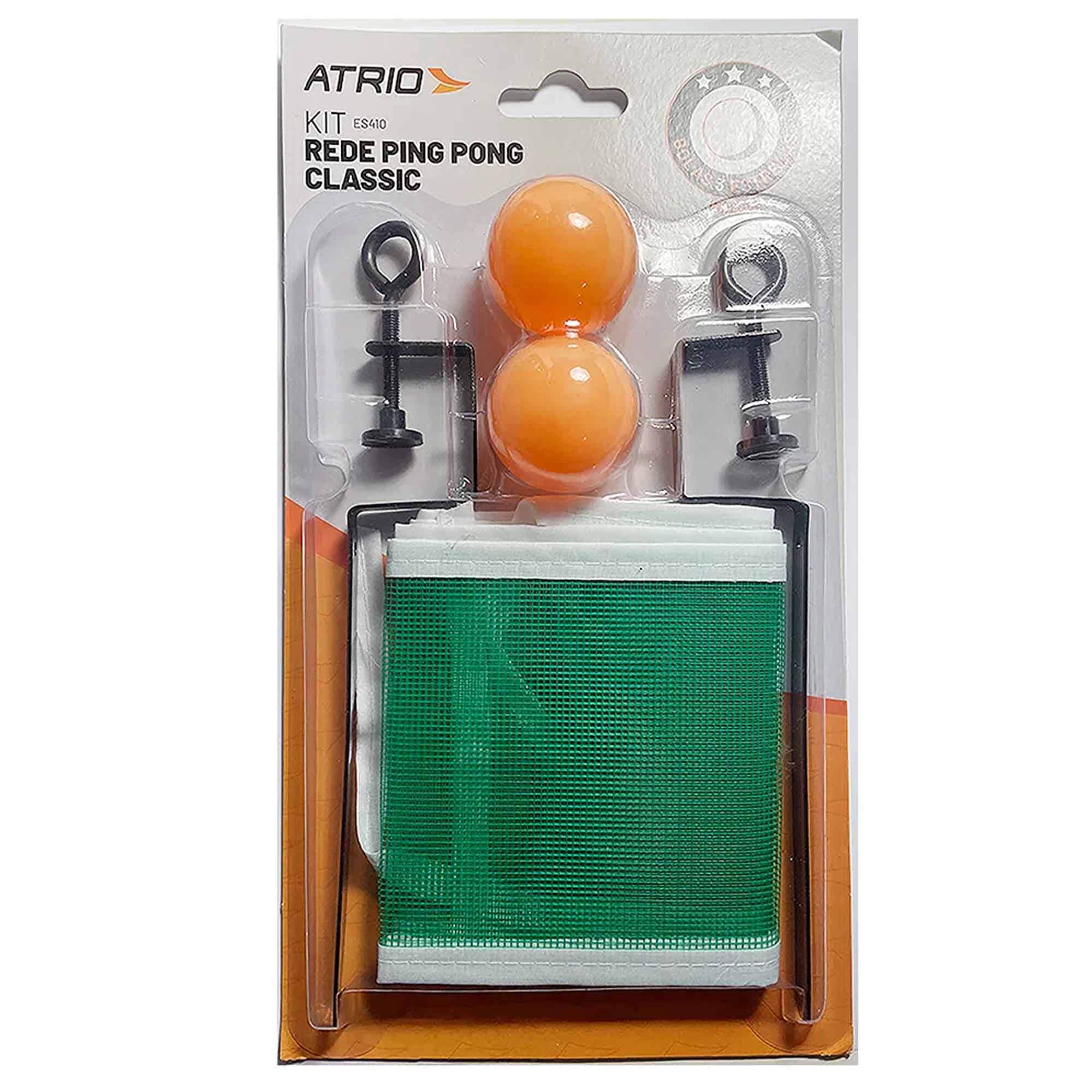 Kit Ping Pong Tênis de Mesa Rede Com 2 Bolas Classic Esporte Jogo Lazer Atrio - ES410