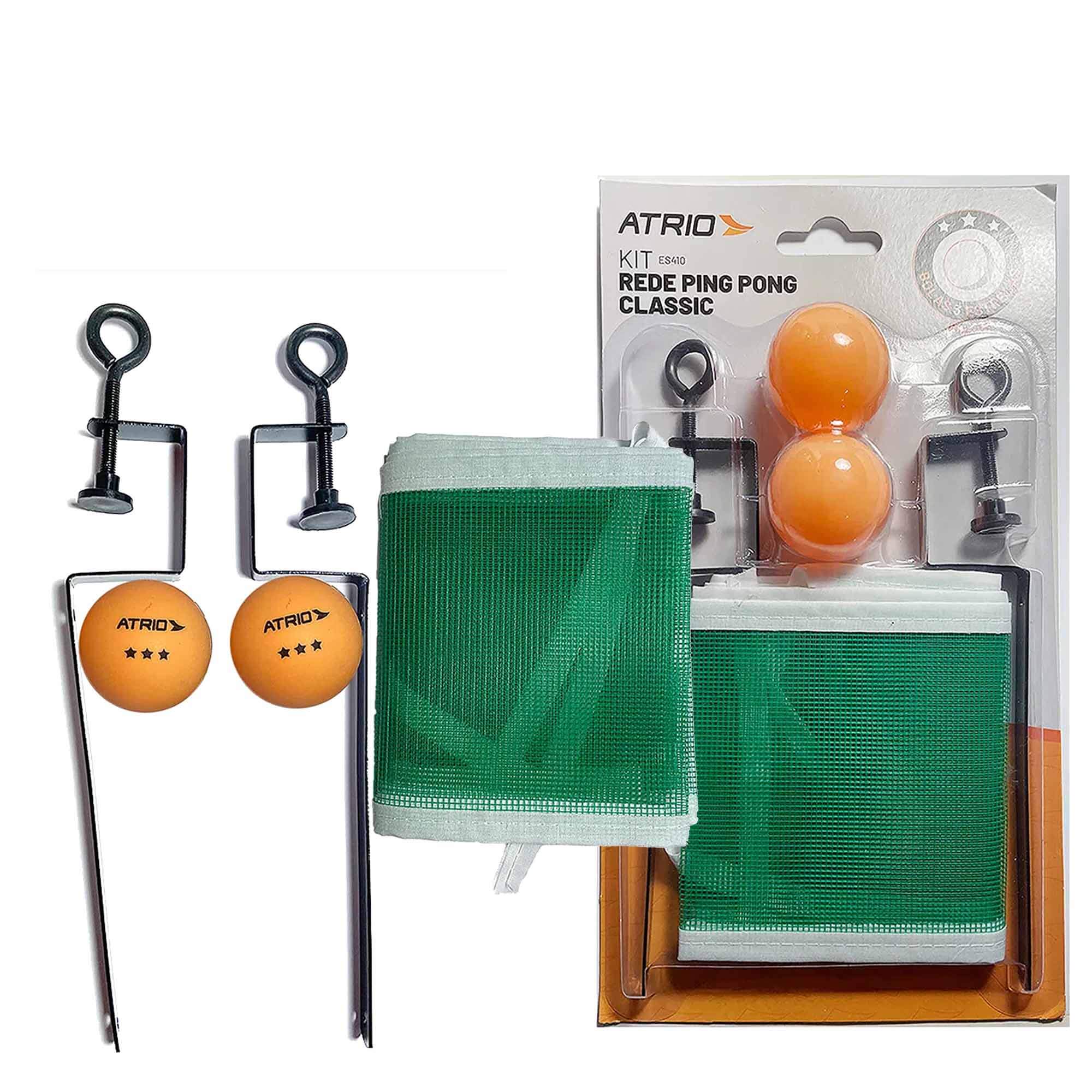 Kit Ping Pong Tênis de Mesa Rede Com 2 Bolas Classic Esporte Jogo Lazer Atrio - ES410