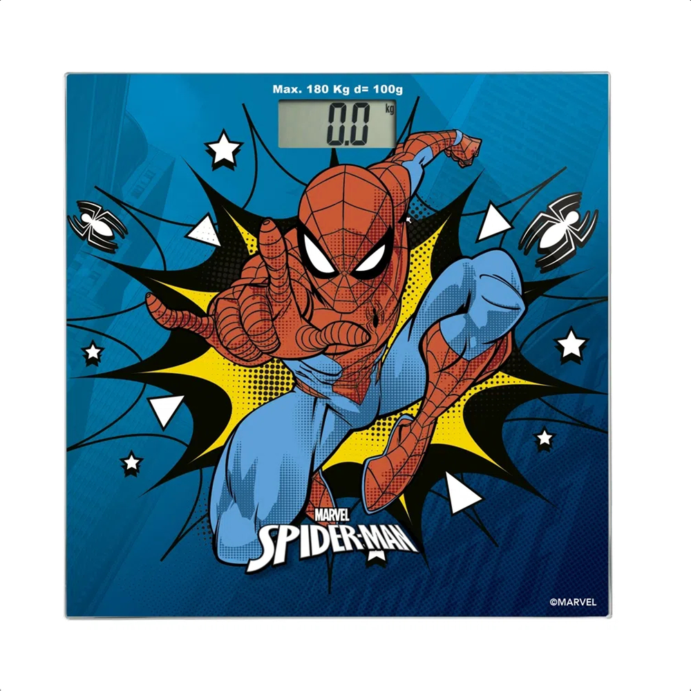 Balança Digital Homem Aranha Até 180Kg Com Vidro Temperado Antiderrapante Multilaser - HC097