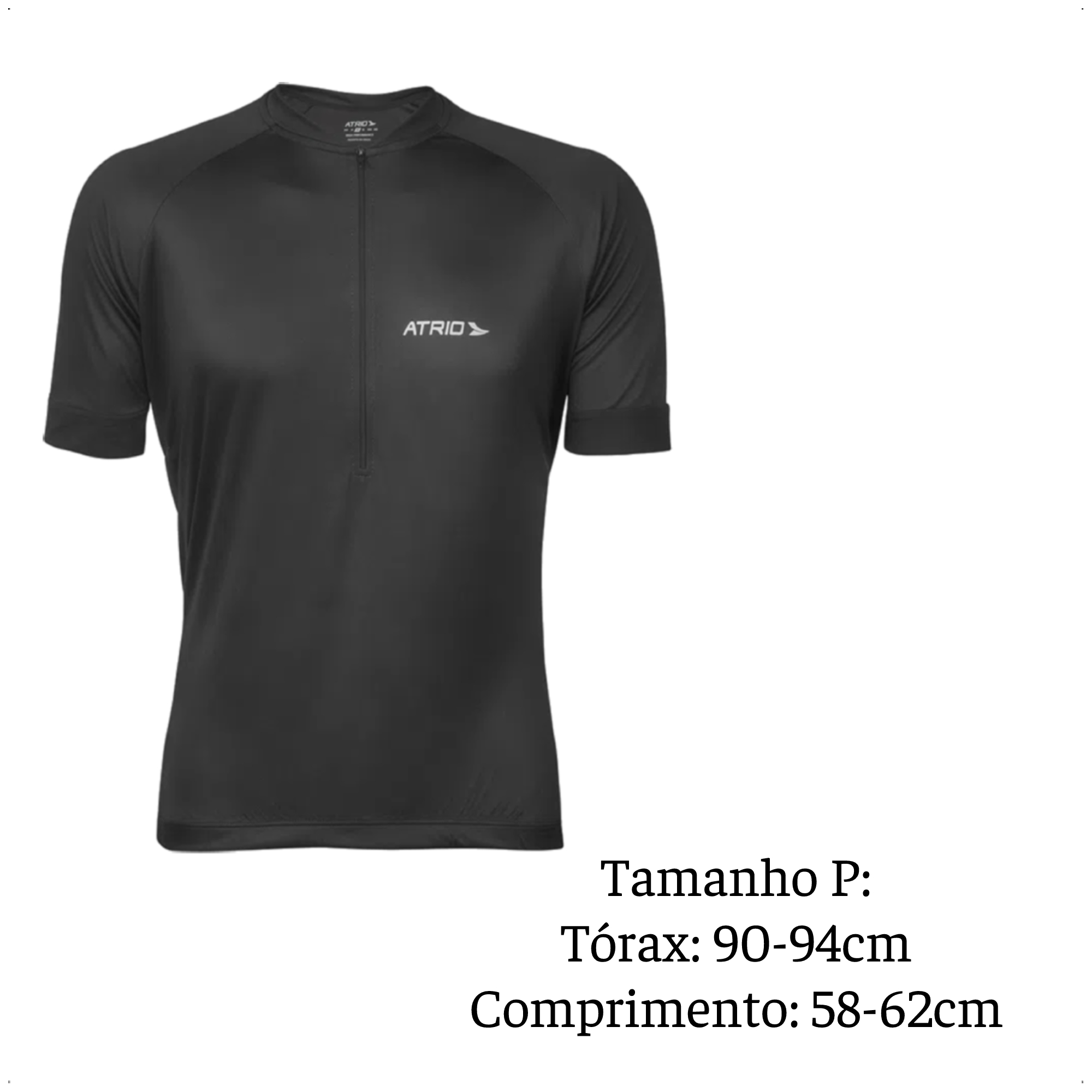 Camisa Ciclismo Masculina Tam P Preta UV30+ Dryfit Sport Corrida Treino Academia Atrio VB001