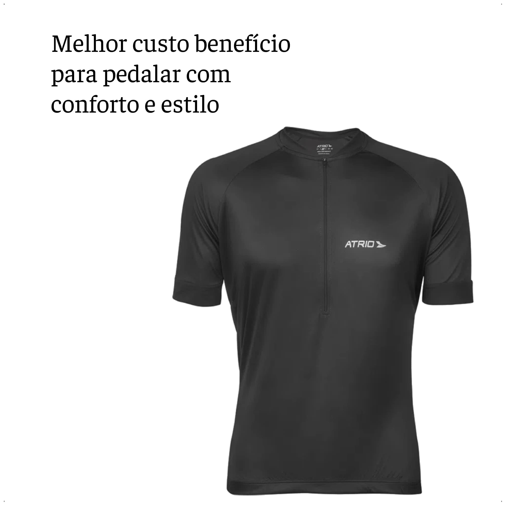 Camisa Ciclismo Masculina Tam P Preta UV30+ Dryfit Sport Corrida Treino Academia Atrio VB001