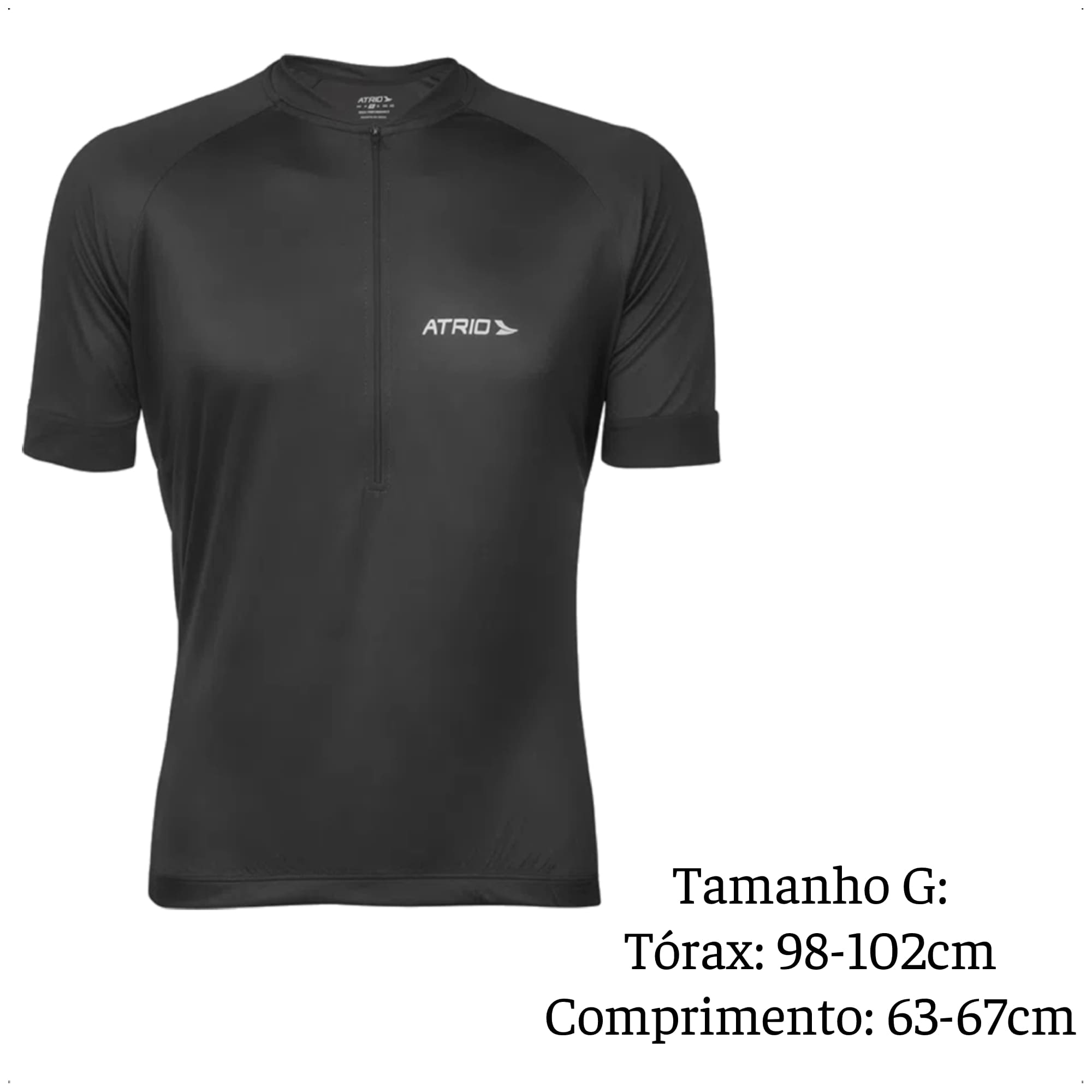 Camisa Ciclismo Masculina Tam G Preta UV30+ Dryfit Sport Corrida Treino Academia Atrio VB003
