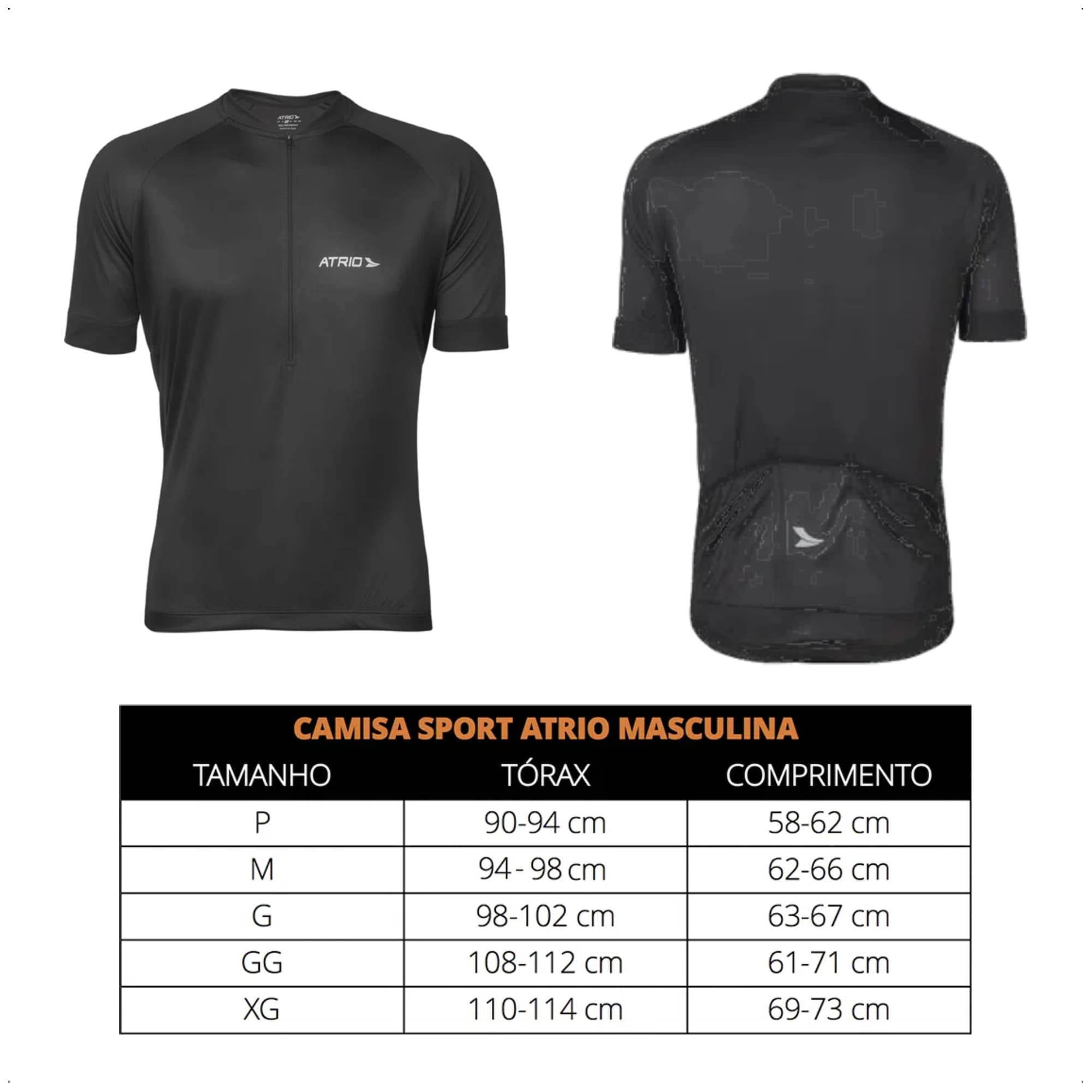 Camisa Ciclismo Masculina Tam G Preta UV30+ Dryfit Sport Corrida Treino Academia Atrio VB003