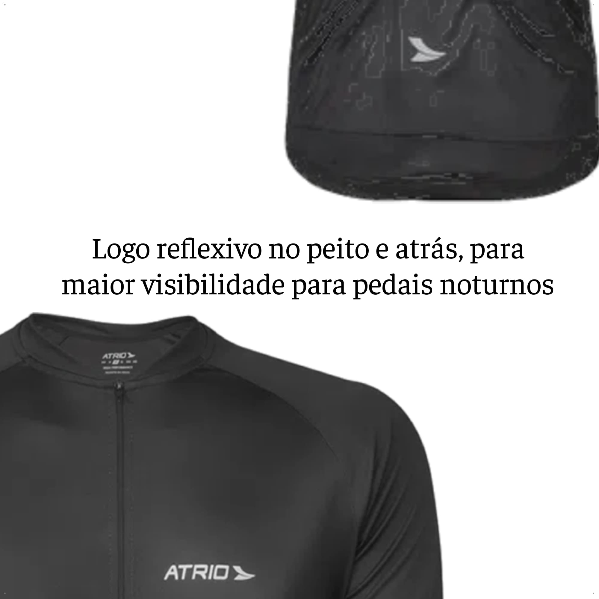 Camisa Ciclismo Masculina Tam GG Preta UV30+ Dryfit Sport Corrida Treino Academia Atrio VB004