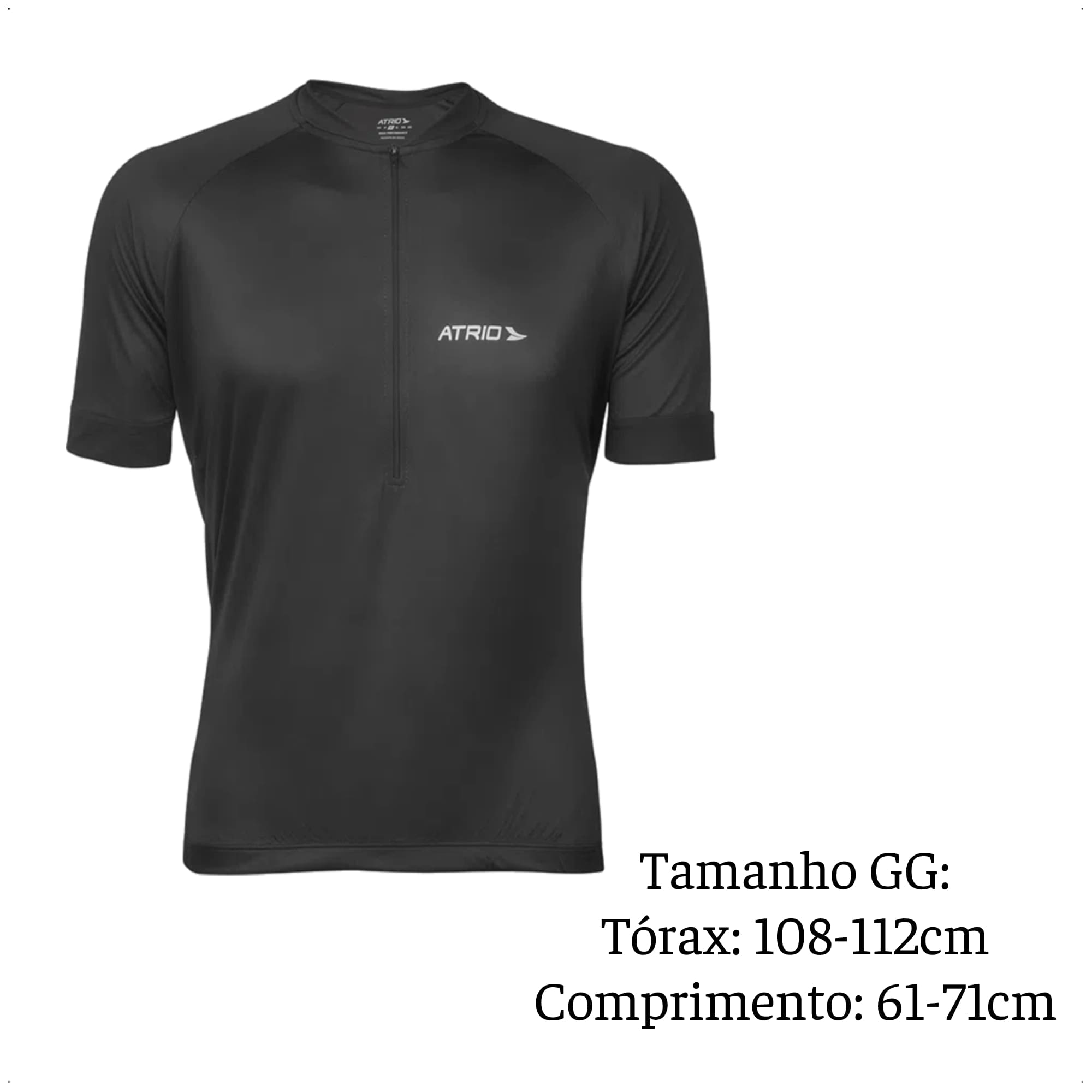 Camisa Ciclismo Masculina Tam GG Preta UV30+ Dryfit Sport Corrida Treino Academia Atrio VB004