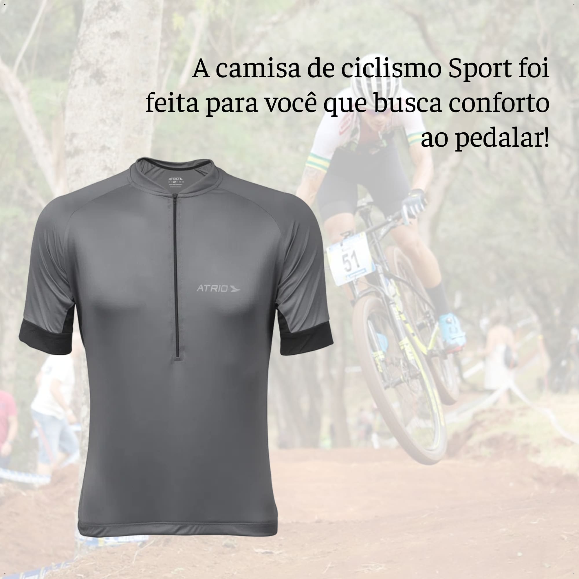 Camisa Ciclismo Masculina Tam M Cinza Chumbo UV30+ Dryfit Sport Corrida Treino Academia Atrio VB007