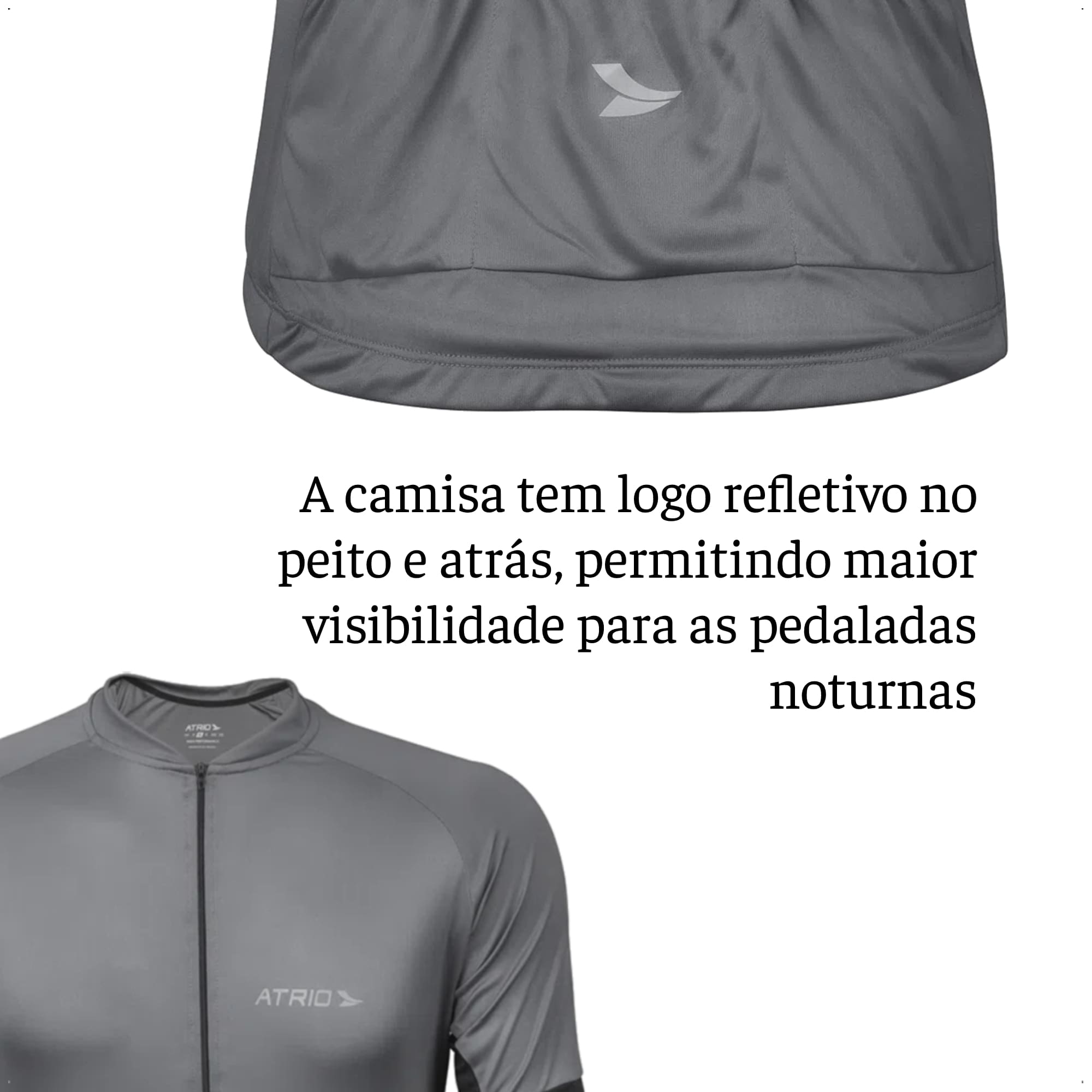Camisa Ciclismo Masculina Tam M Cinza Chumbo UV30+ Dryfit Sport Corrida Treino Academia Atrio VB007