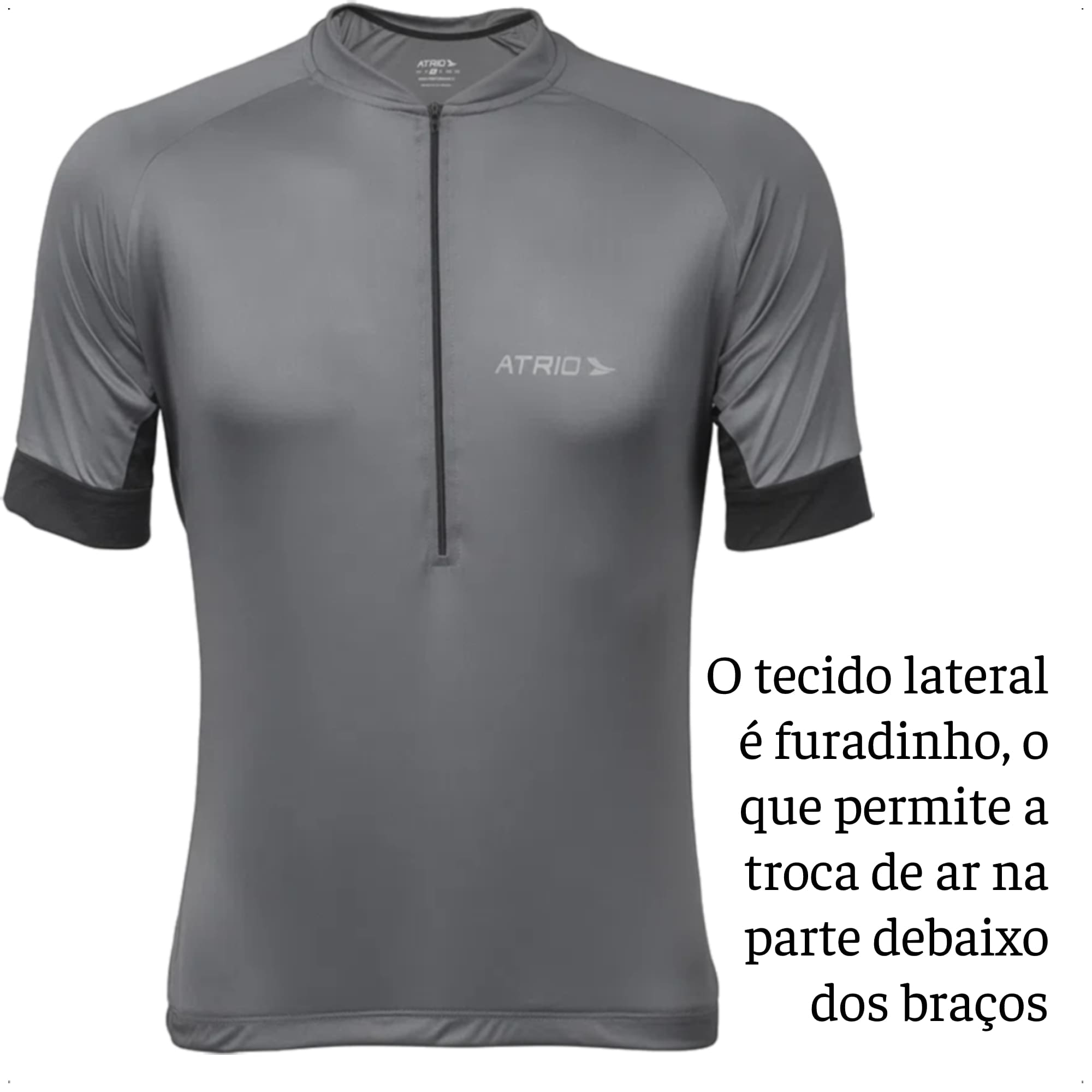 Camisa Ciclismo Masculina Tam M Cinza Chumbo UV30+ Dryfit Sport Corrida Treino Academia Atrio VB007
