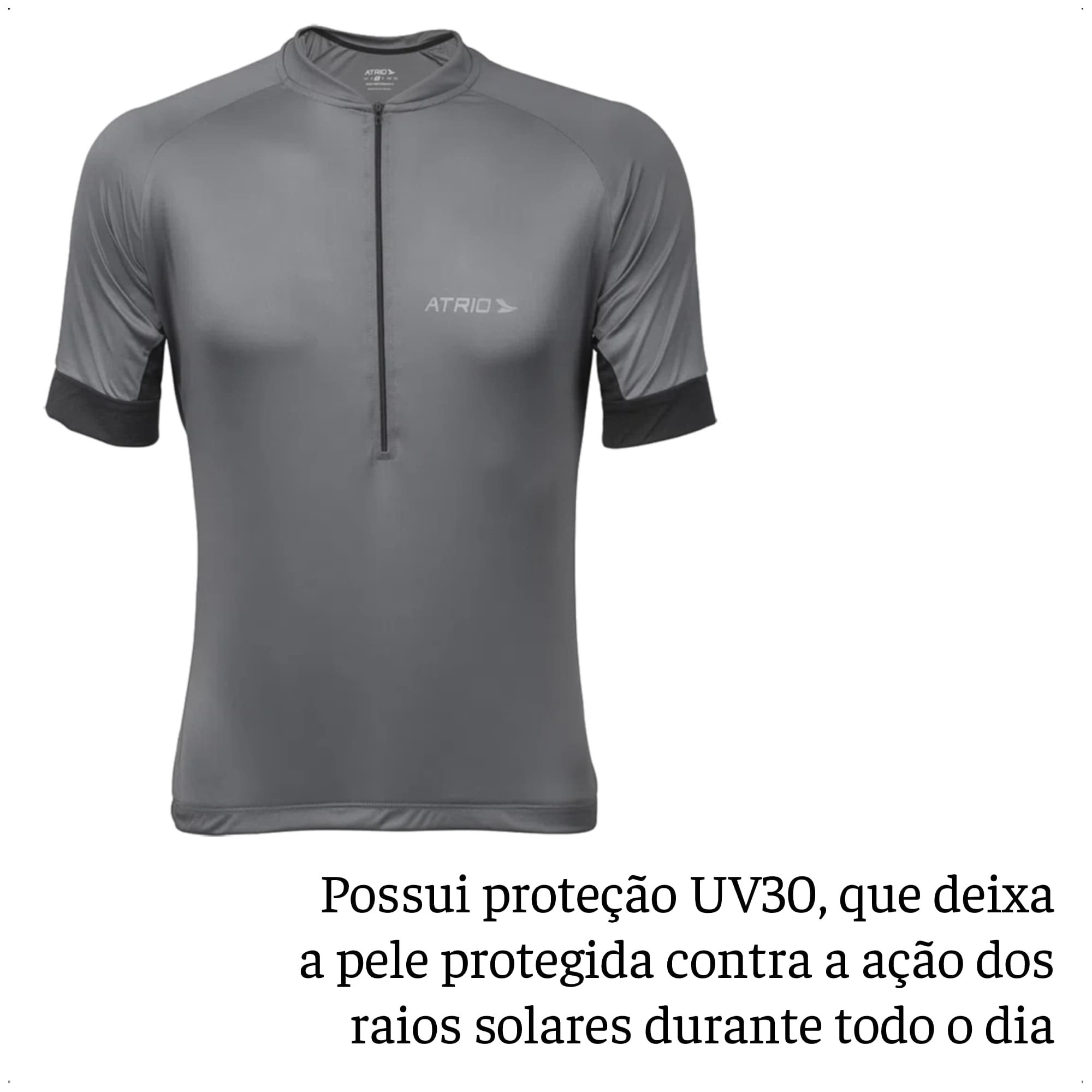 Camisa Ciclismo Masculina Tam M Cinza Chumbo UV30+ Dryfit Sport Corrida Treino Academia Atrio VB007