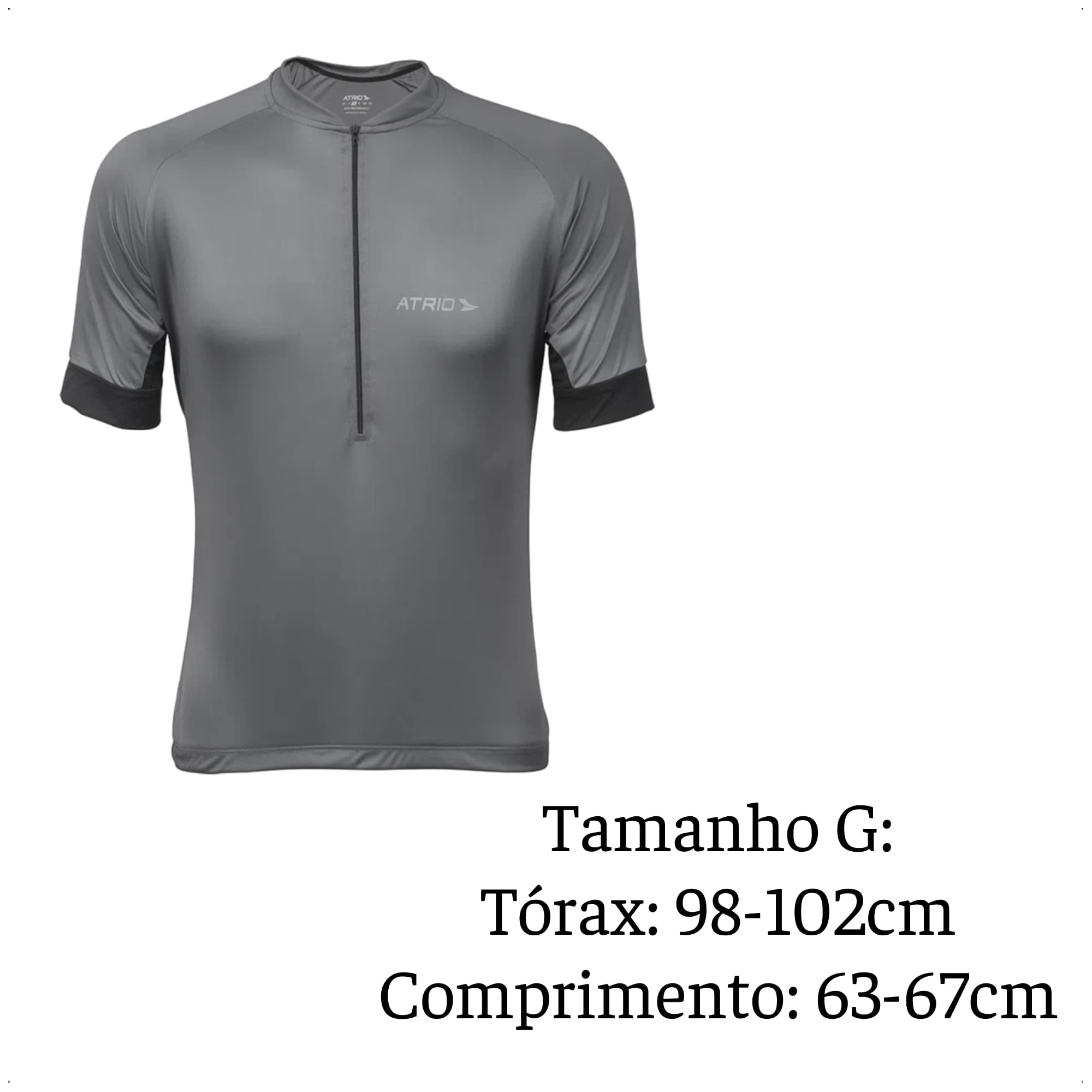 Camisa Ciclismo Masculina Tam G Cinza Chumbo UV30+ Dryfit Sport Corrida Academia Atrio VB008