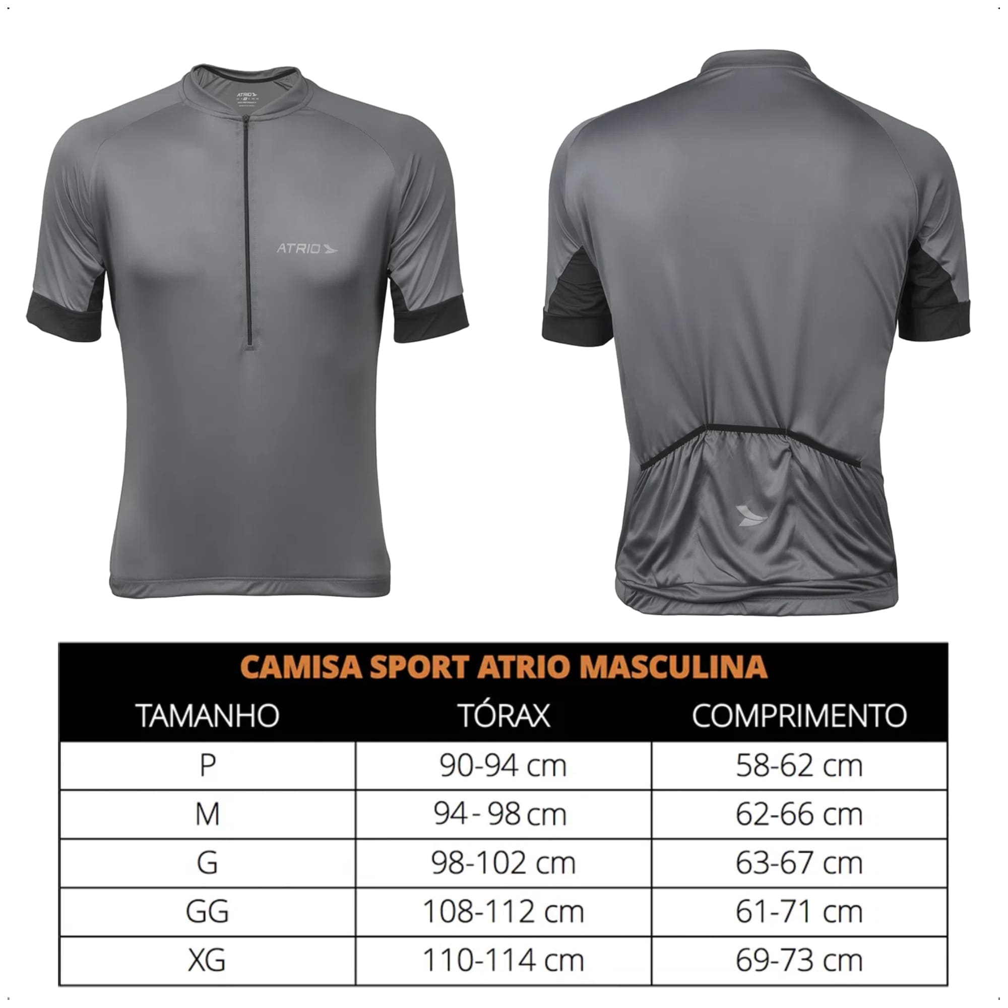 Camisa Ciclismo Masculina Tam G Cinza Chumbo UV30+ Dryfit Sport Corrida Academia Atrio VB008