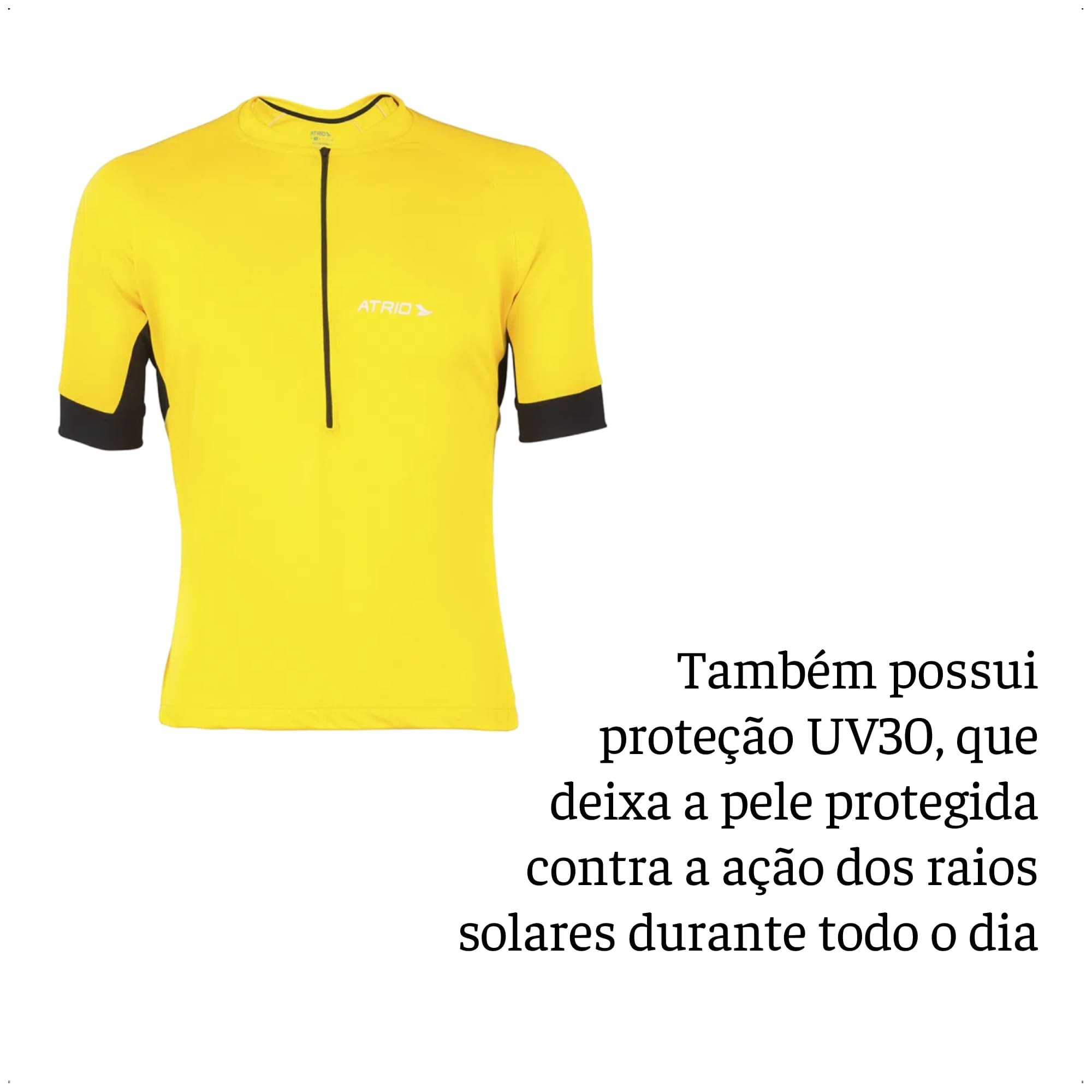 Camisa de Ciclismo Masculino Manga Curta Sport Tamanho M Amarela Proteção UV30 Atrio - VB012