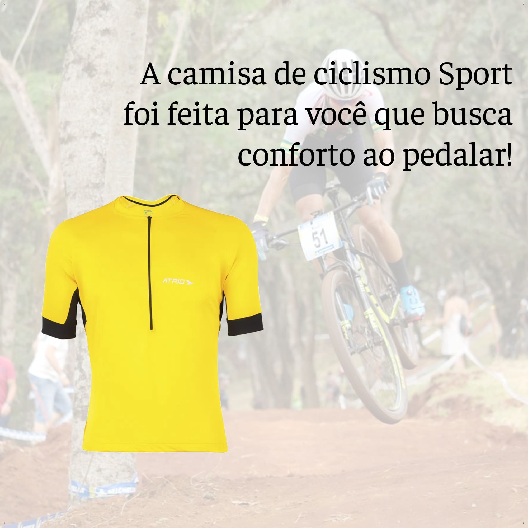 Camisa de Ciclismo Masculino Manga Curta Sport Tamanho M Amarela Proteção UV30 Atrio - VB012