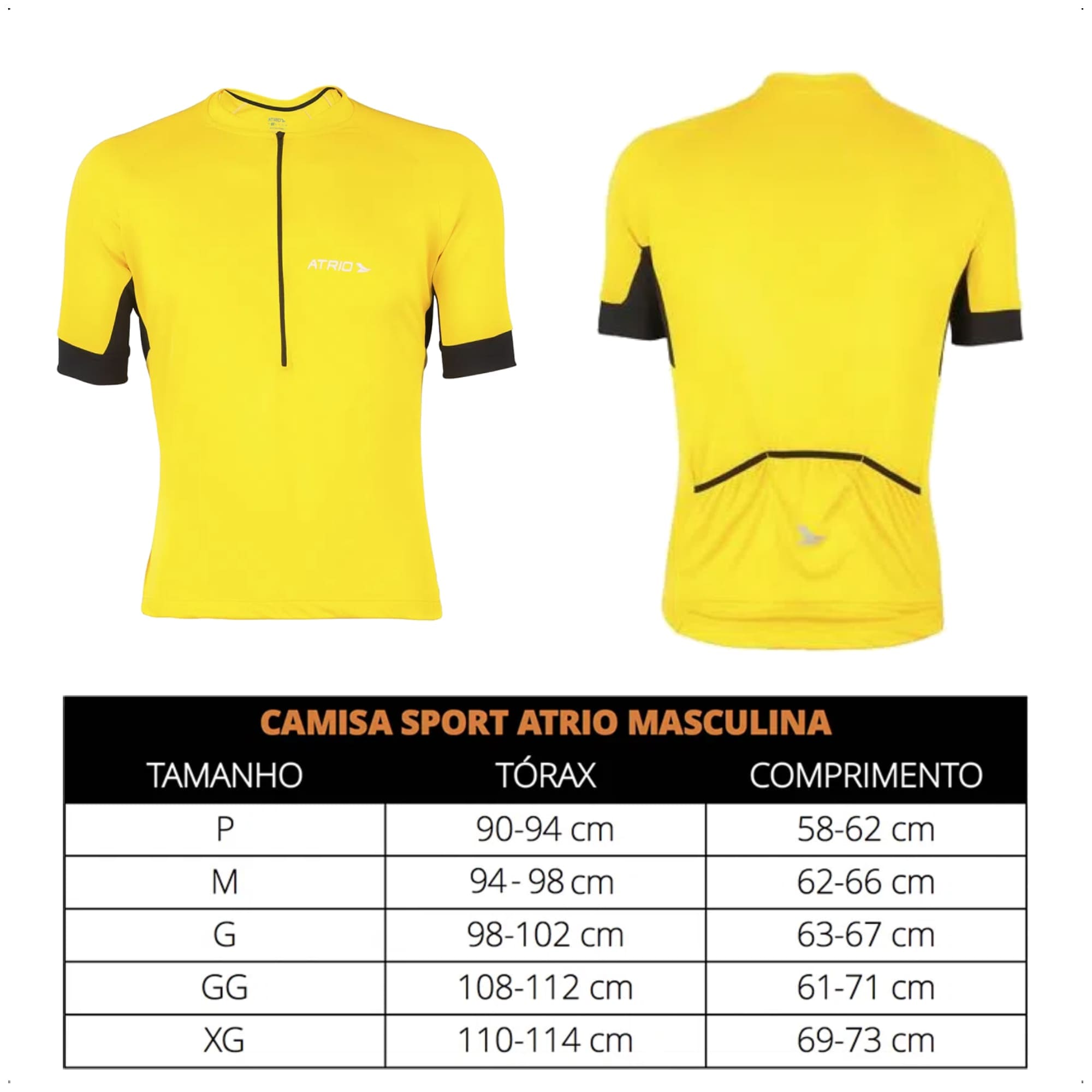 Camisa de Ciclismo Masculino Manga Curta Sport Tamanho G Amarela Proteção UV30 Atrio - VB013