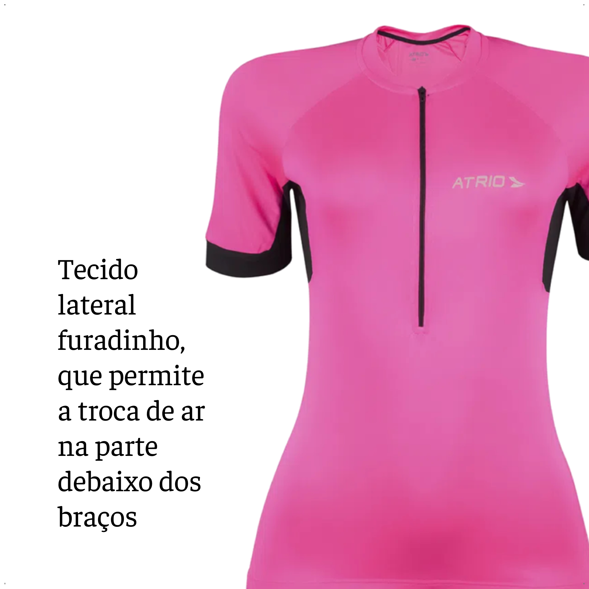 Camisa de Ciclismo Feminino Manga Curta Sport Tamanho PP Rosa Proteção UV30+ Atrio -	VB016