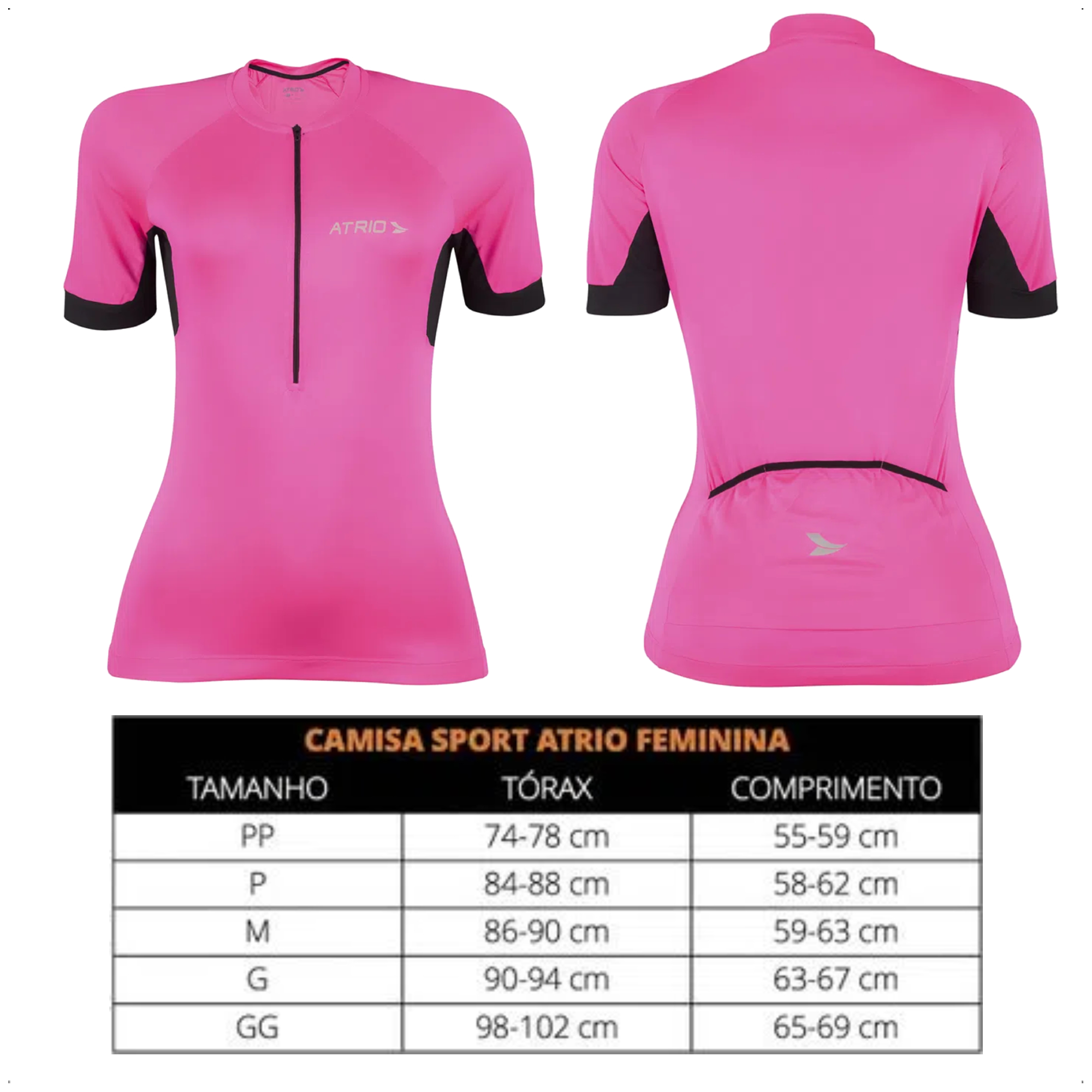 Camisa de Ciclismo Feminino Manga Curta Sport Tamanho P Rosa Proteção UV30+ Atrio - VB017