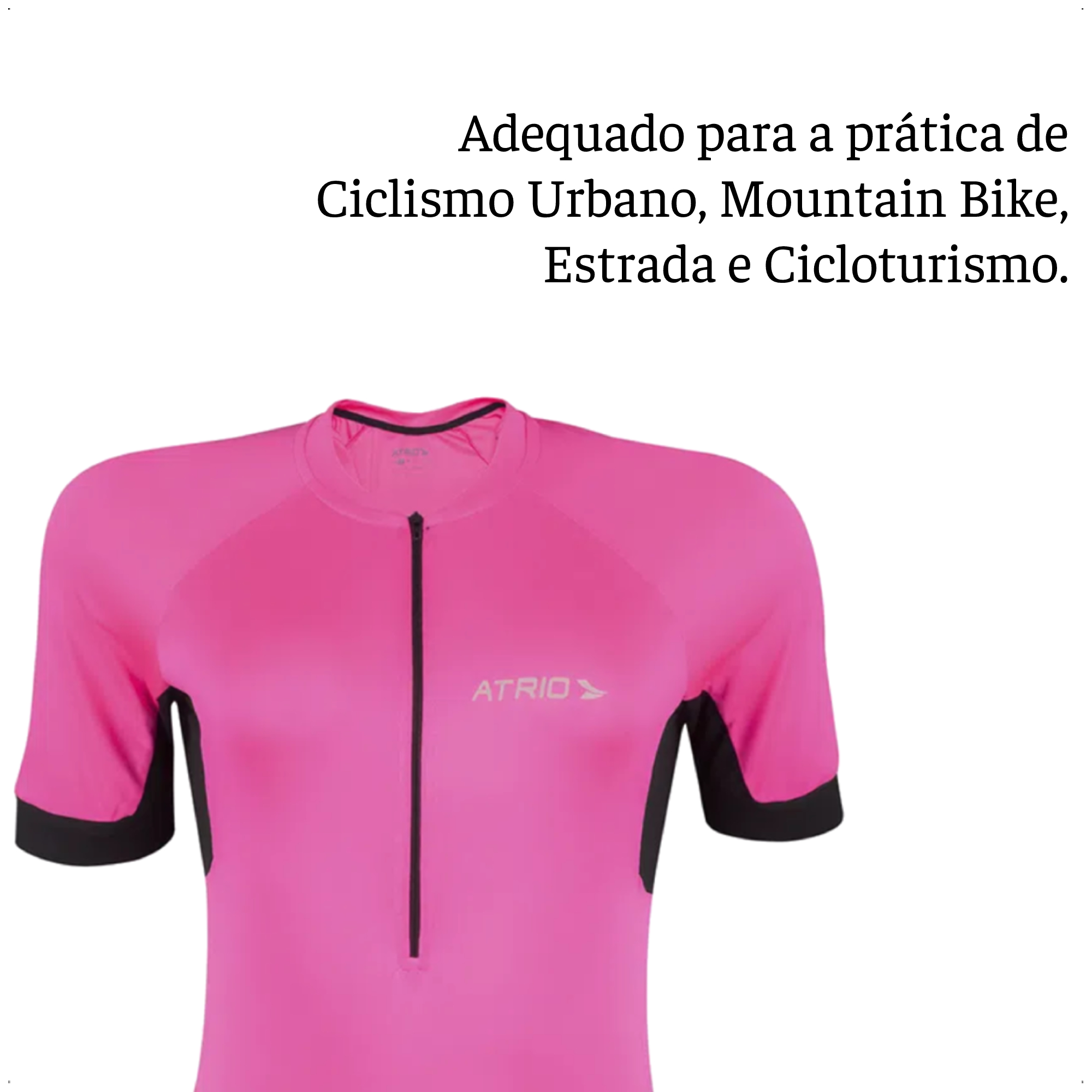 Camisa Ciclismo Feminina Rosa Tamanho M Zíper Dryfit Proteção UV30+ Corrida Academia Atrio VB018