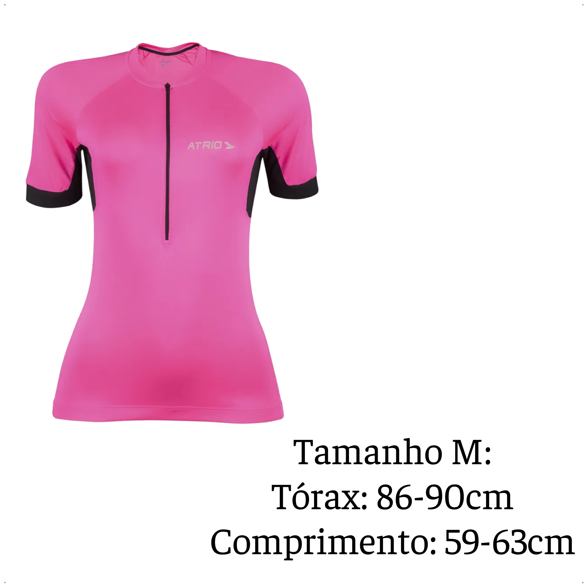 Camisa Ciclismo Feminina Rosa Tamanho M Zíper Dryfit Proteção UV30+ Corrida Academia Atrio VB018