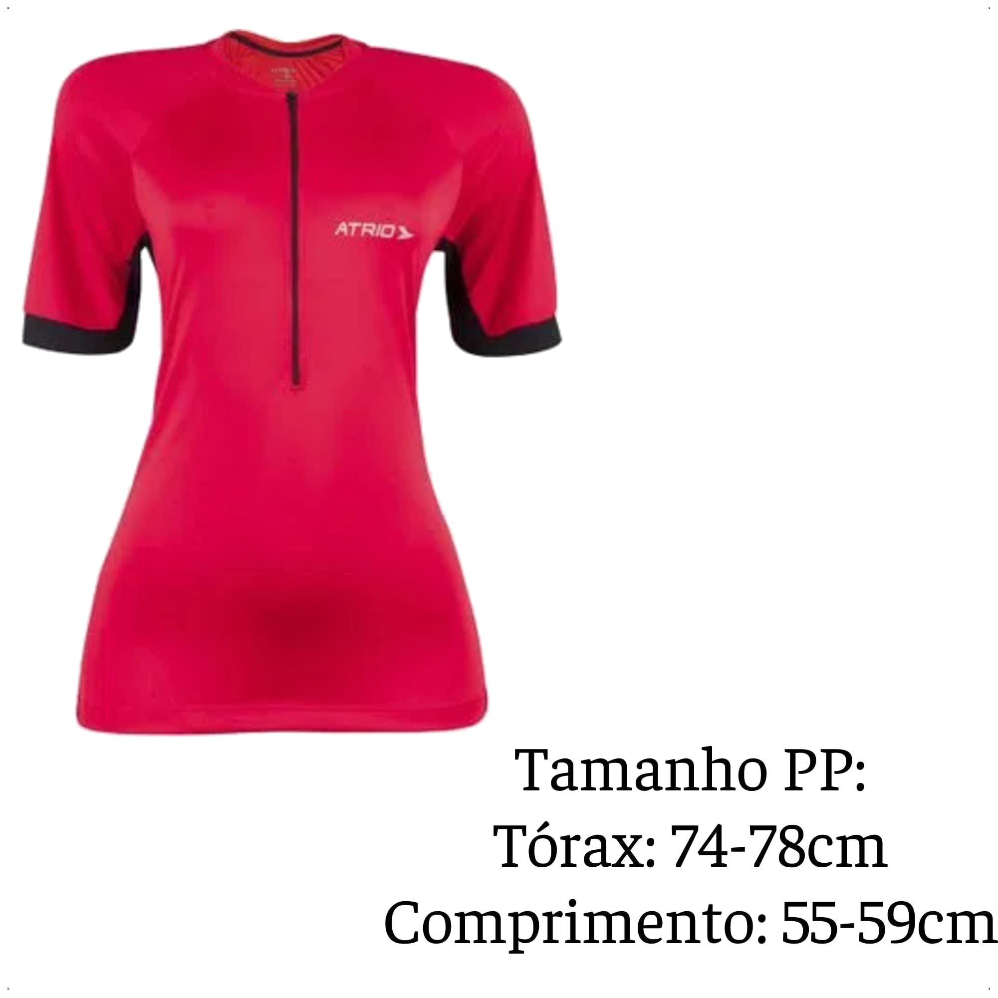 Camisa Ciclismo Feminina Magenta Tamanho PP Zíper Dryfit Proteção UV30+ Corrida  Atrio VB021