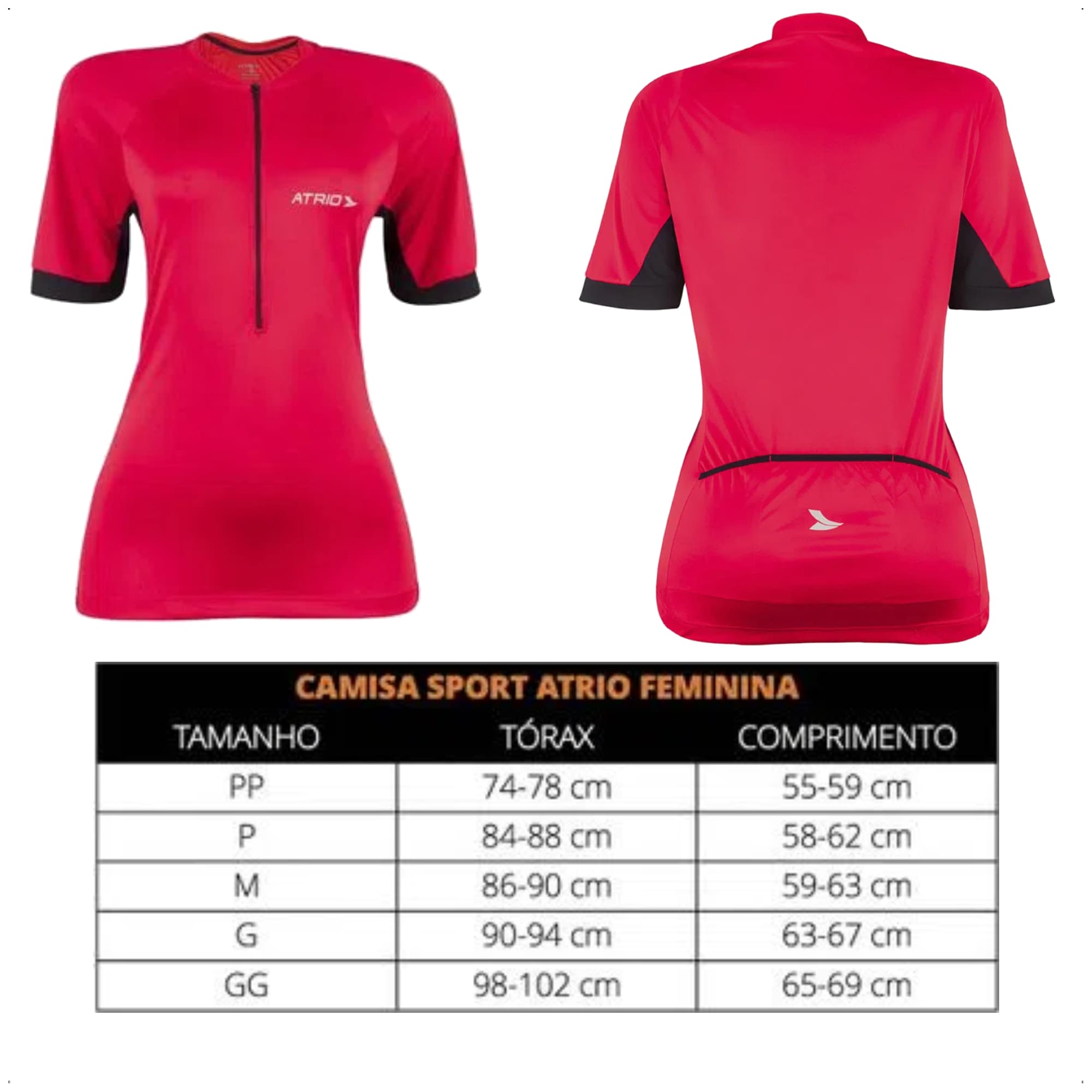 Camisa Ciclismo Feminina Magenta Tamanho P Zíper Dryfit Proteção UV30+ Corrida Treino Atrio VB022