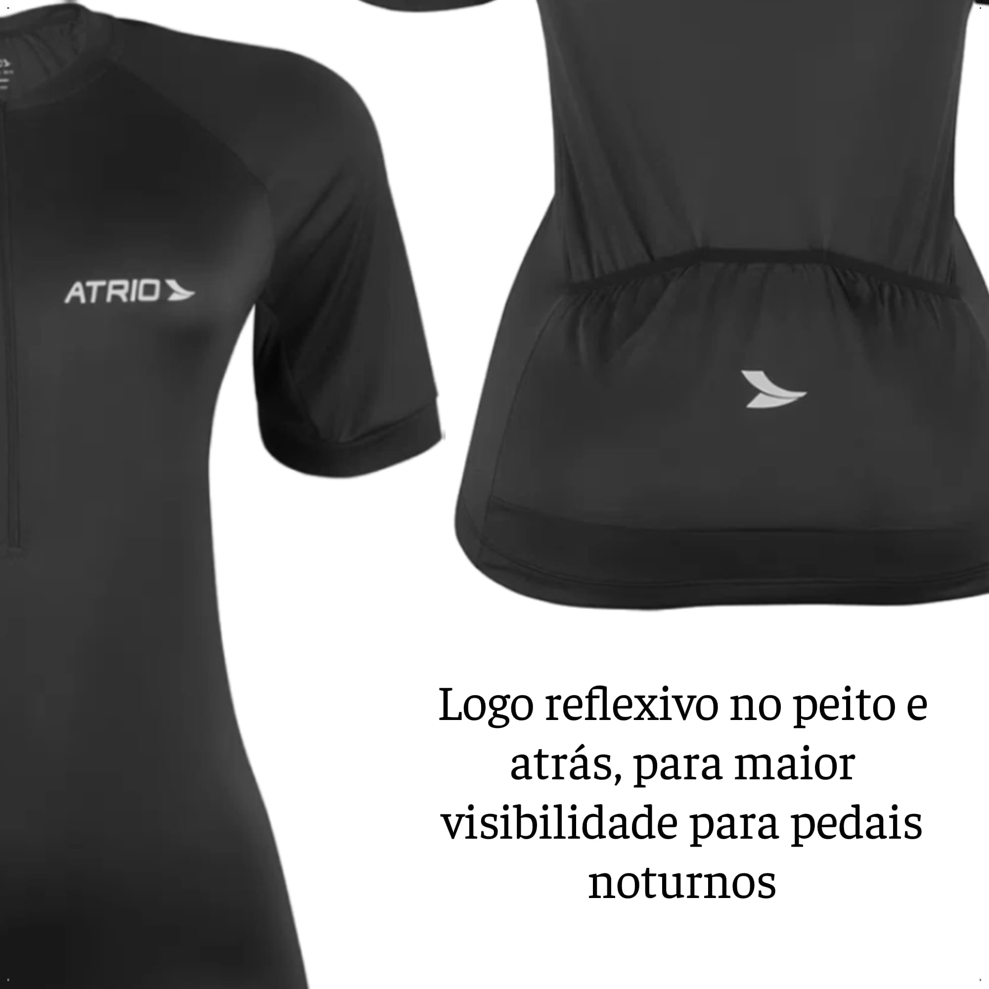 Camisa Ciclismo Feminina Preta Tamanho G Zíper Dryfit Proteção UV30+ Corrida Academia Atrio VB029