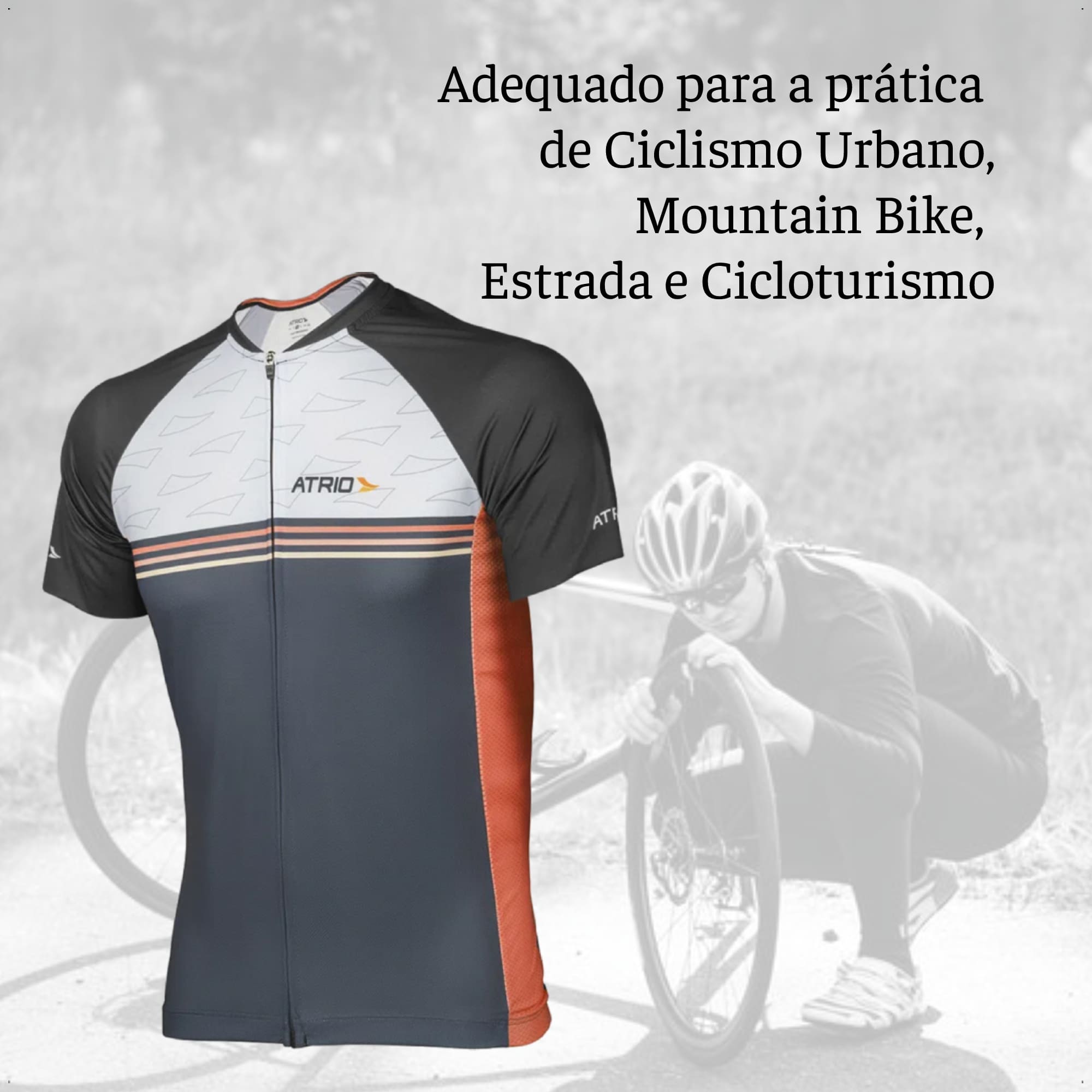 Camisa Ciclismo Masculina Tam P DryFit Zíper Bolsos Traseiro Corrida Academia UV50+ Atrio VB031