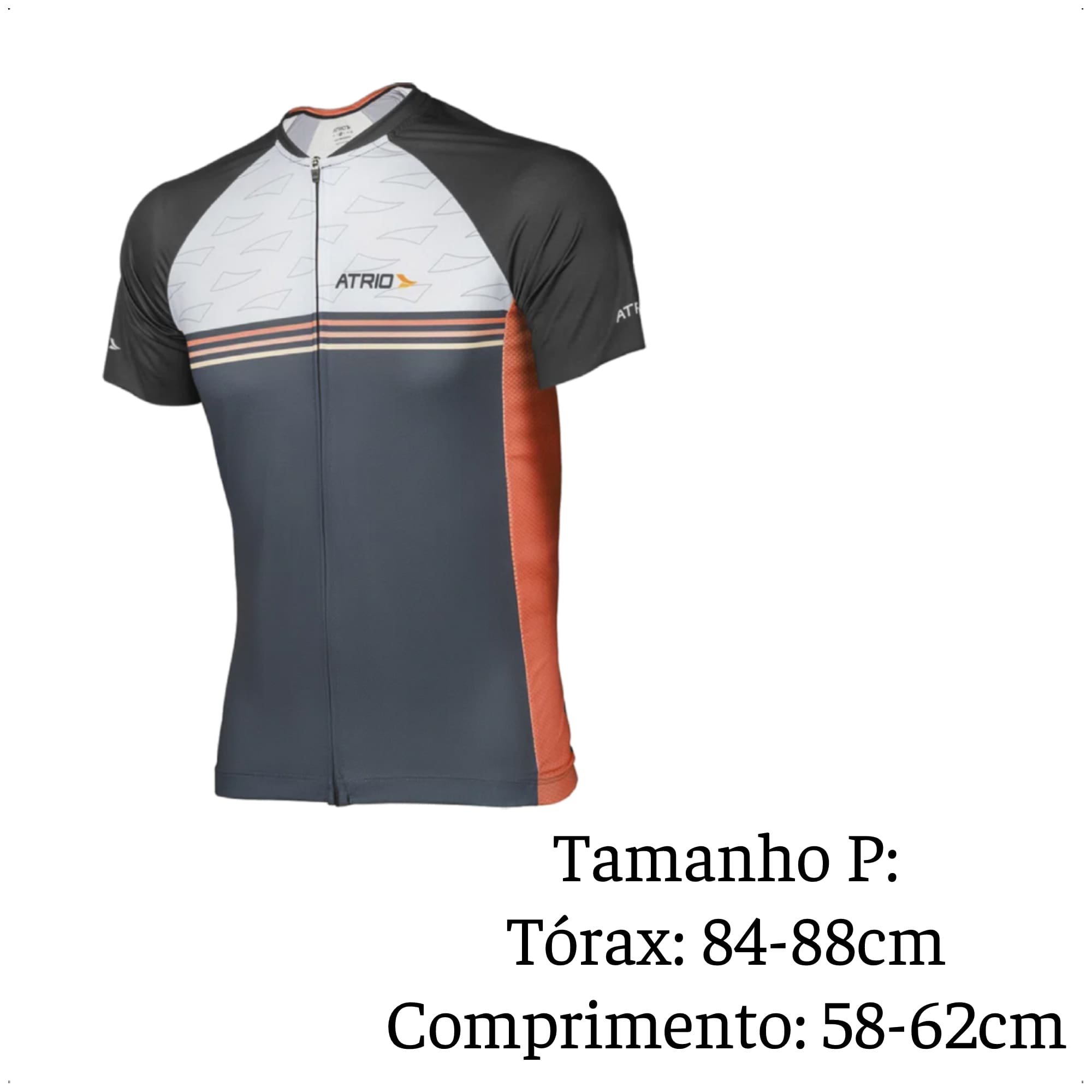 Camisa Ciclismo Masculina Tam P DryFit Zíper Bolsos Traseiro Corrida Academia UV50+ Atrio VB031