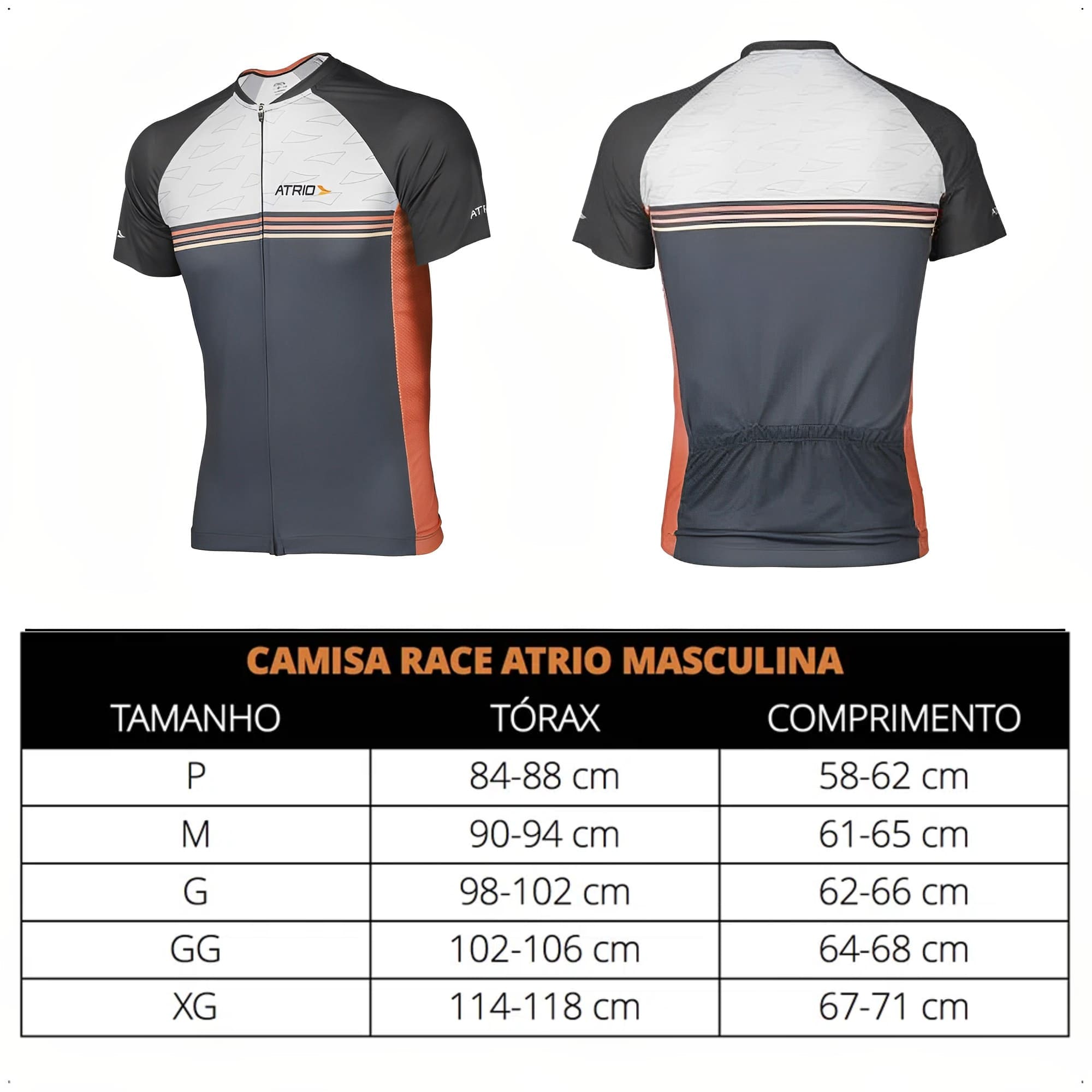 Camisa Ciclismo Masculina Tam G DryFit Zíper Bolsos Traseiro Corrida Treino UV50+ Atrio VB033