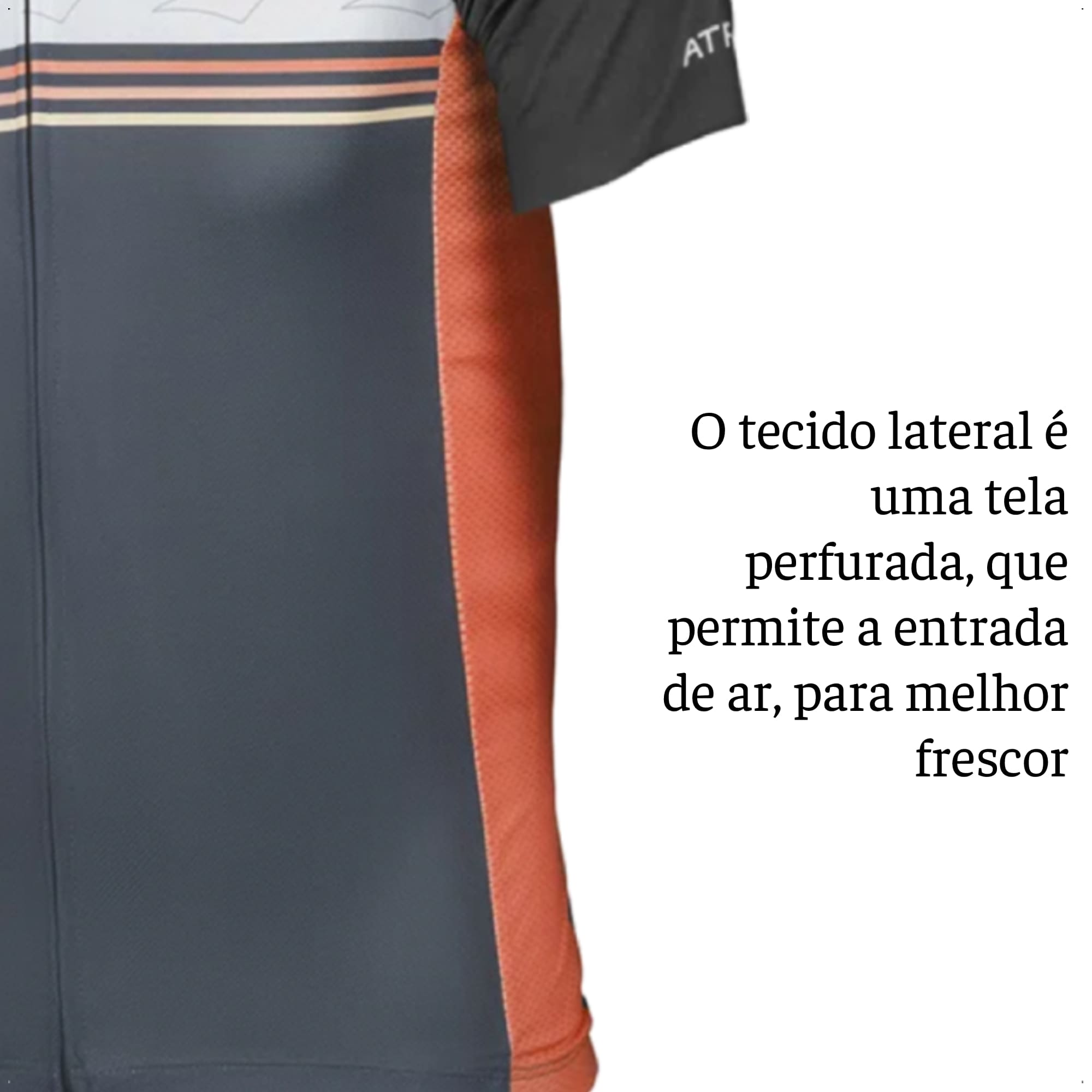 Camisa Ciclismo Masculina Tam G DryFit Zíper Bolsos Traseiro Corrida Treino UV50+ Atrio VB033