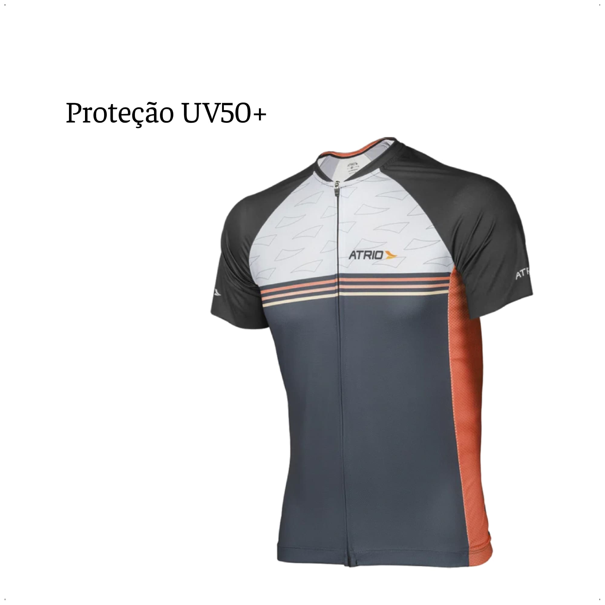Camisa Ciclismo Masculina Tam G DryFit Zíper Bolsos Traseiro Corrida Treino UV50+ Atrio VB033