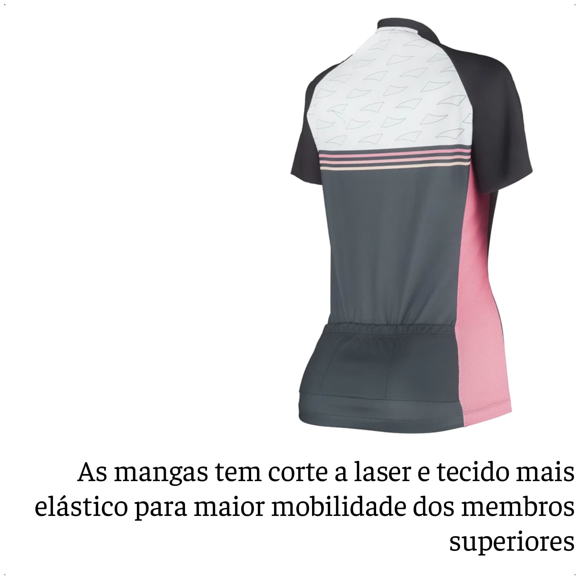 Camisa Race Ciclismo Feminina PP Rosa e Preto Bolsos Traseiro Corrida Academia UV50+ Atrio VB036