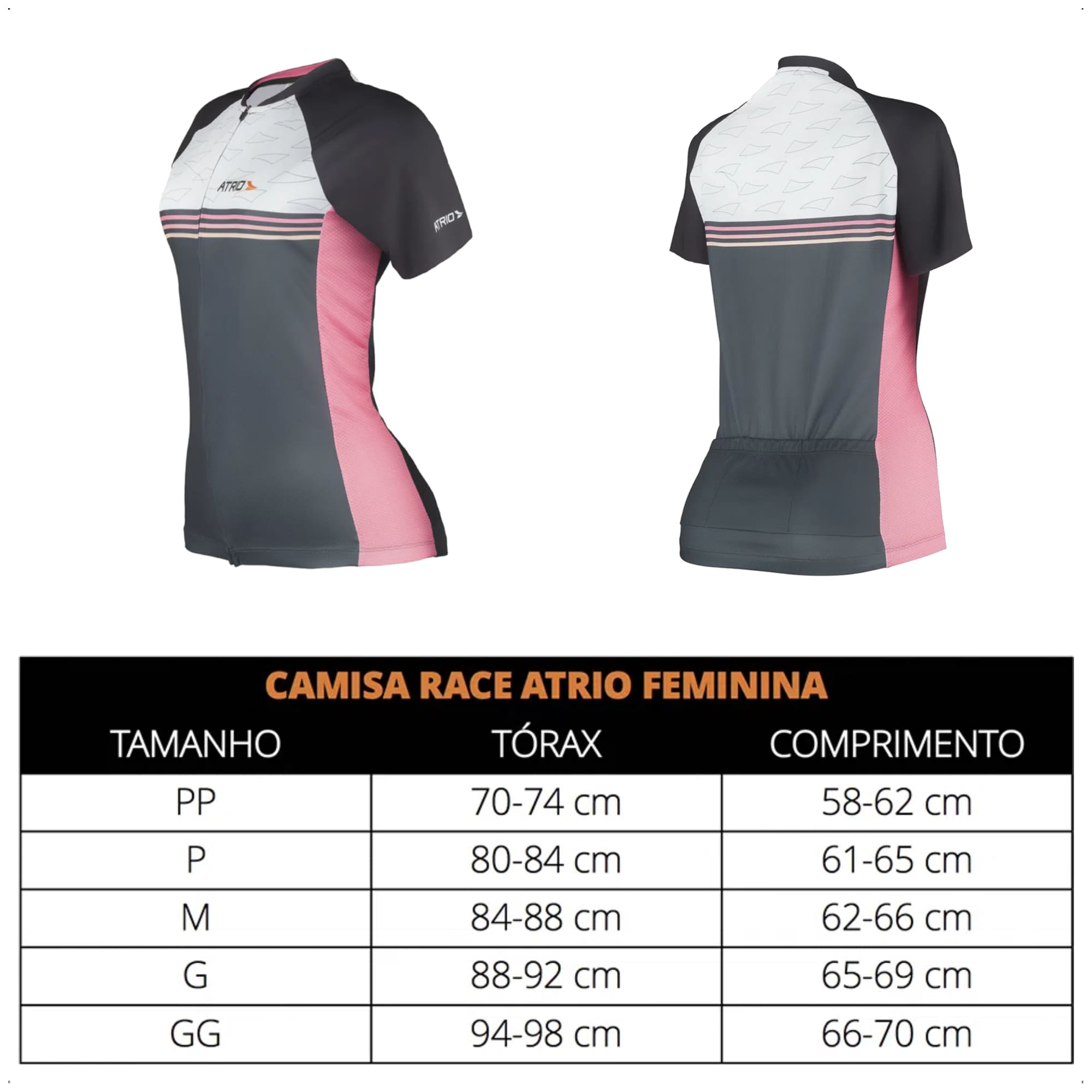 Camisa Race Ciclismo Feminina P Rosa e Preto Bolsos Traseiro Corrida Academia UV50+ Atrio VB037
