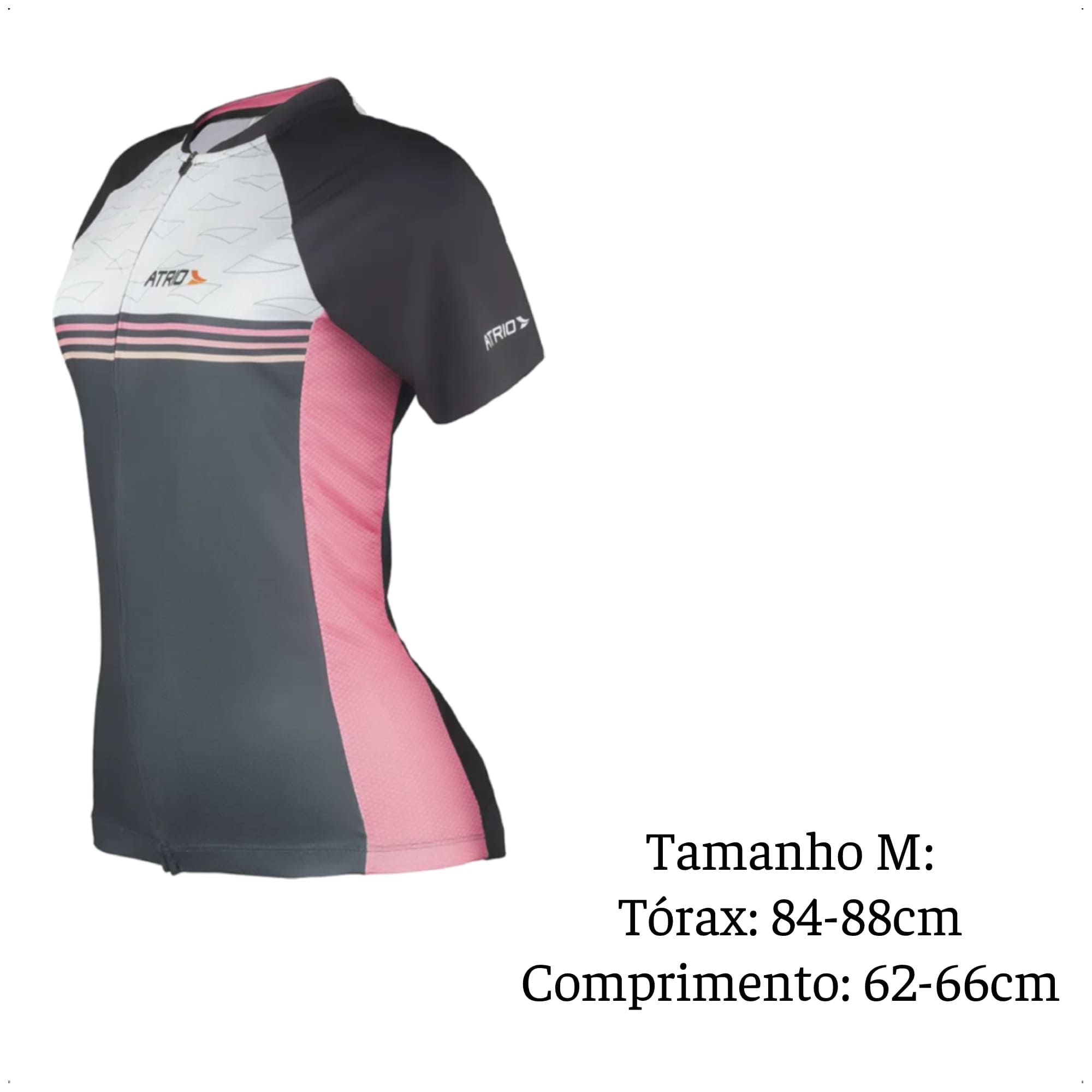 Camisa Race Ciclismo Feminina M Rosa e Preto Bolsos Traseiro Corrida Academia UV50+ Atrio VB038
