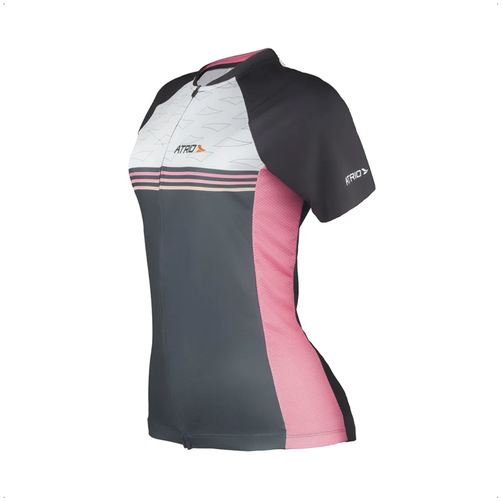 Camisa Race Ciclismo Feminina GG Rosa e Preto Bolsos Traseiro Corrida Academia UV50+ Atrio VB040