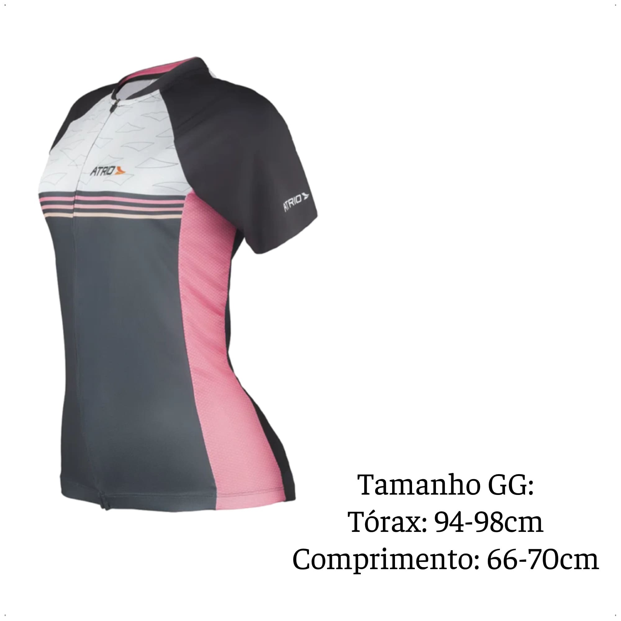 Camisa Race Ciclismo Feminina GG Rosa e Preto Bolsos Traseiro Corrida Academia UV50+ Atrio VB040