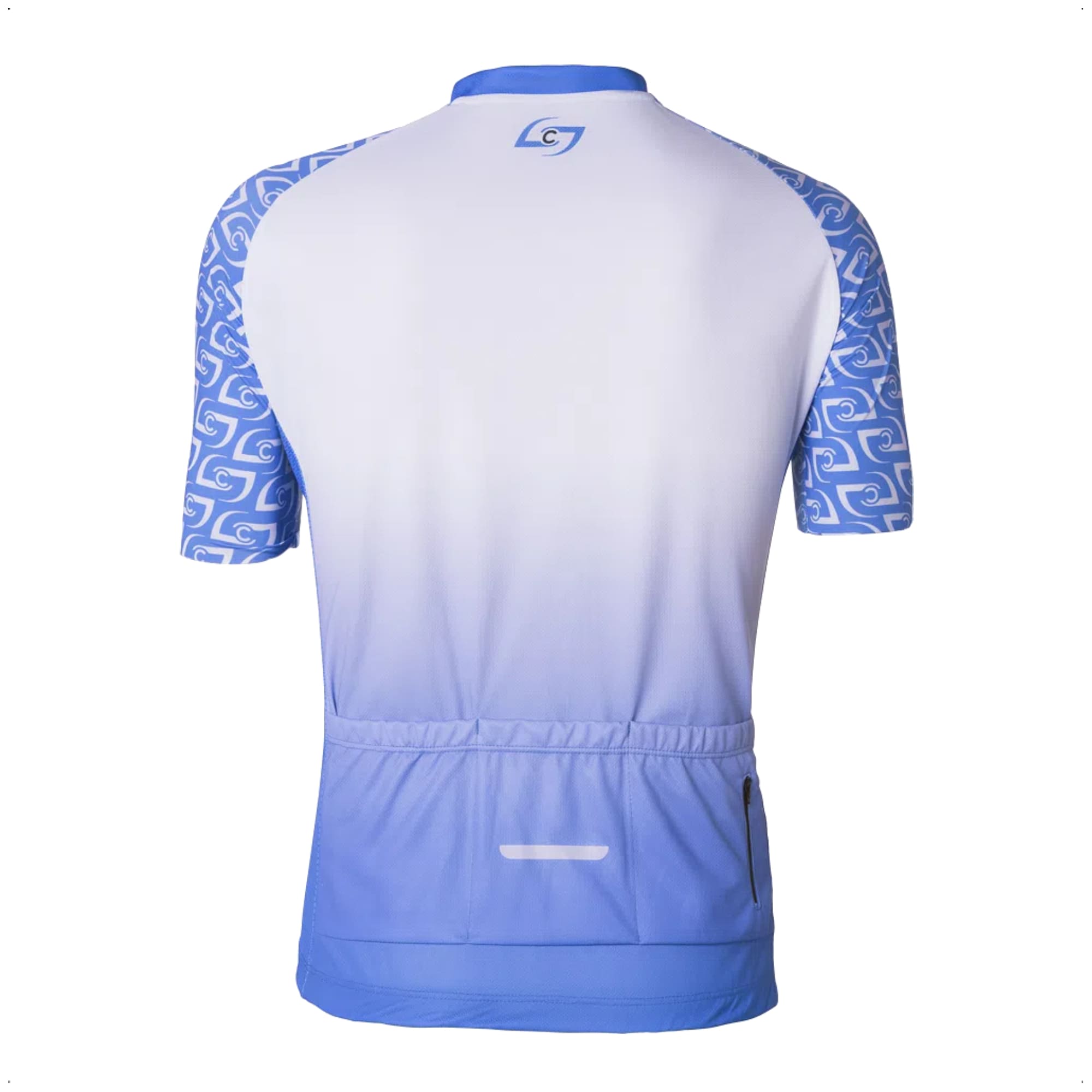 Camisa Ciclismo Masculina M Zíper Bolso Traseiro Azul e Branco Corrida Treino UV50+ Atrio VB042