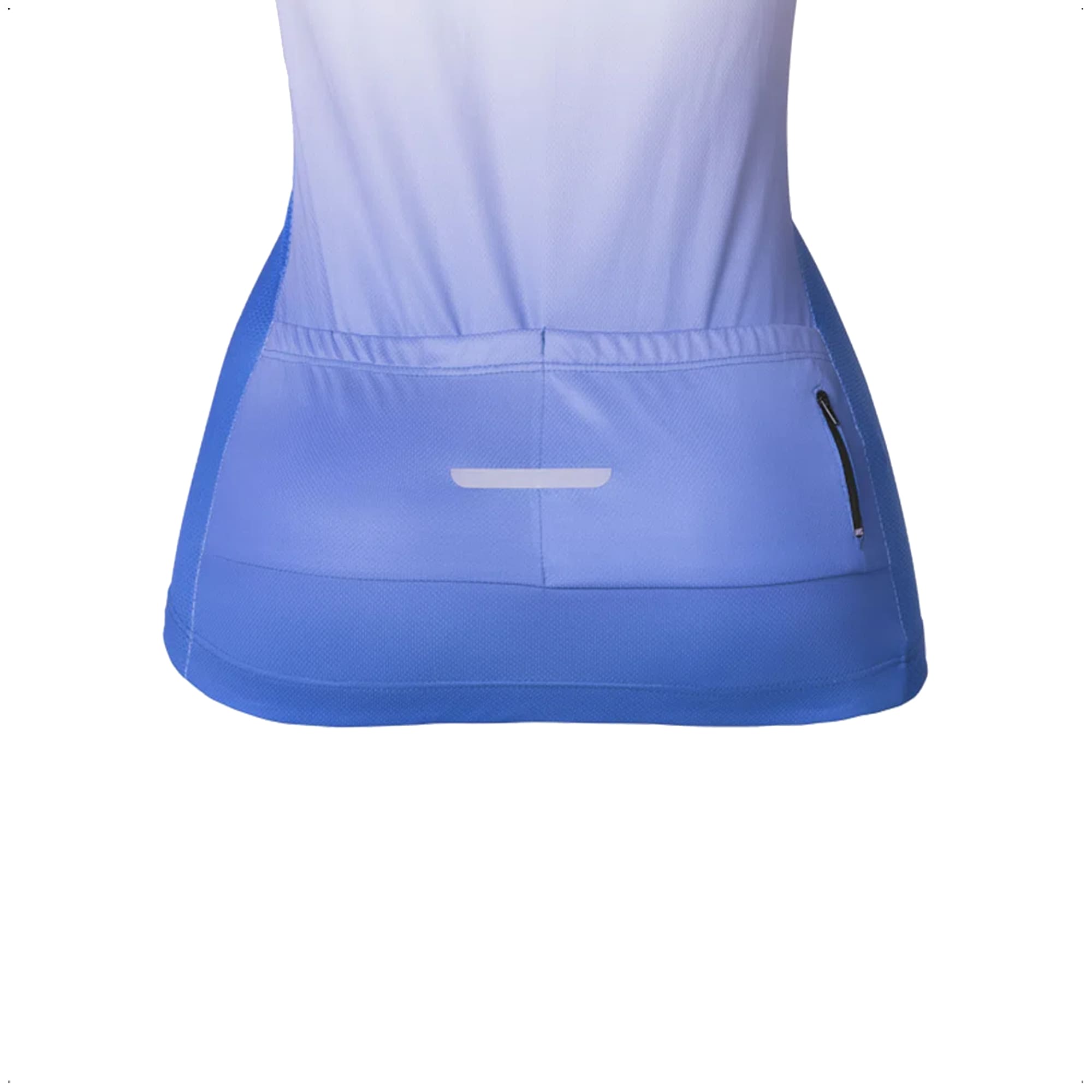 Camisa Ciclismo Feminina P Zíper Bolso Traseiro Degrade Branca e Azul Corrida Academia Atrio VB047