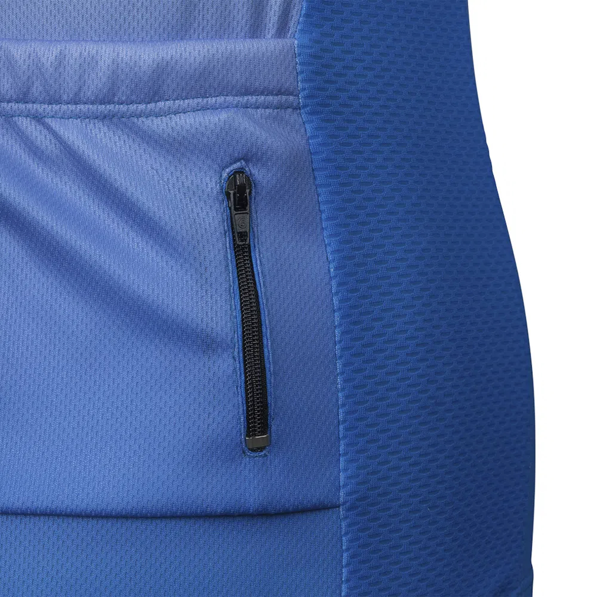 Camisa Ciclismo Feminina GG Zíper Bolso Traseiro Degrade Branca e Azul Corrida Academia AtrioVB050