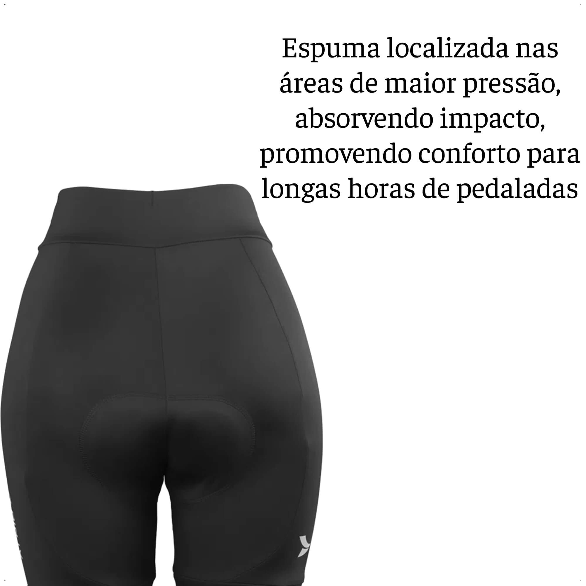 Bermuda de Ciclismo Feminina com Forro de Espuma Tamanho M Preto Proteção UV30+ - VB058