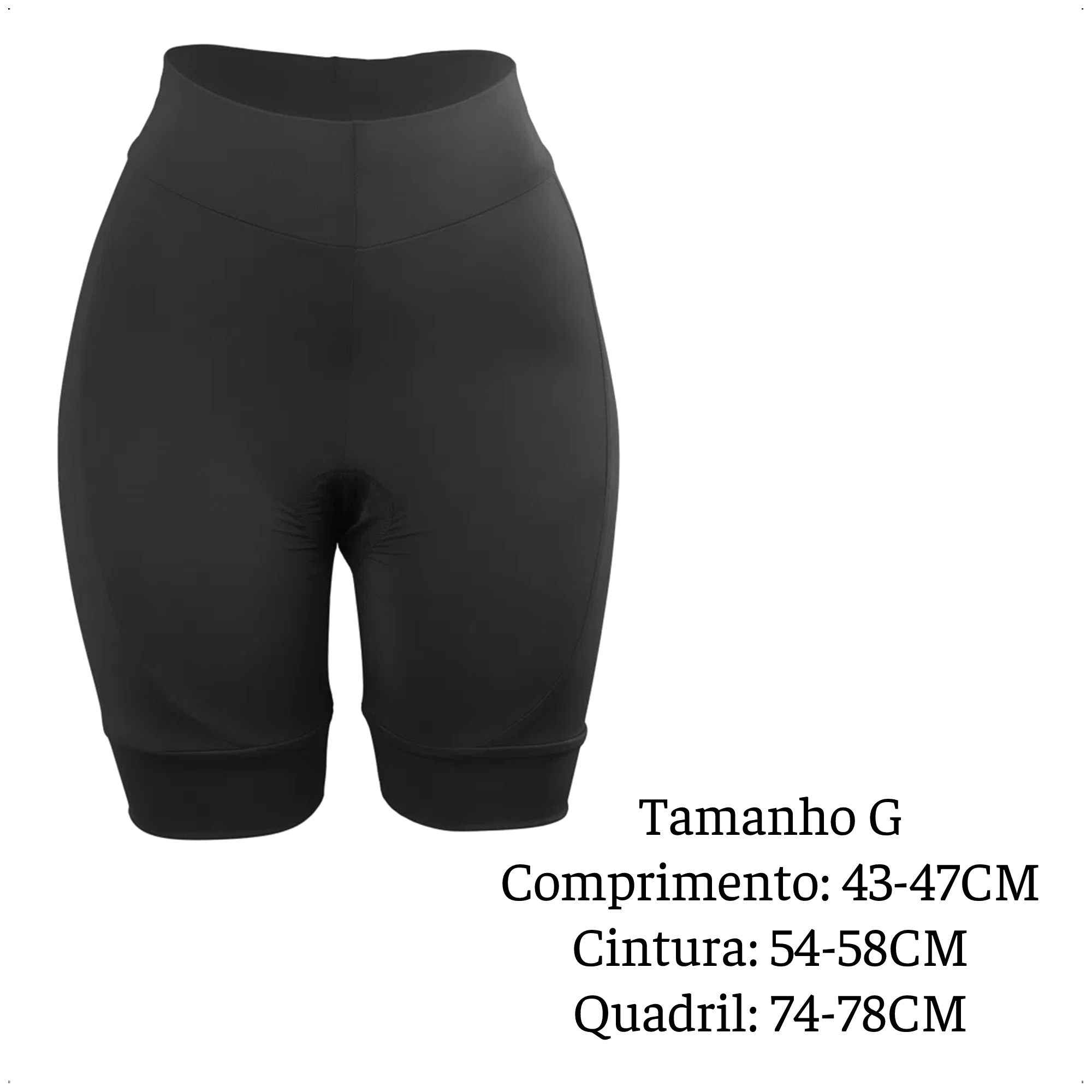 Bermuda de Ciclismo Feminina c/ Forro de Espuma Tamanho G Preto Proteção UV30+ Confortável-VB059