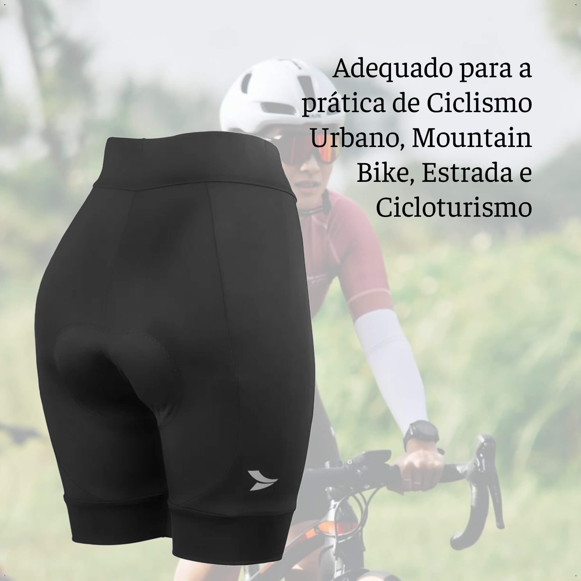 Bermuda de Ciclismo Feminina c/ Forro de Espuma Tamanho G Preto Proteção UV30+ Confortável-VB059