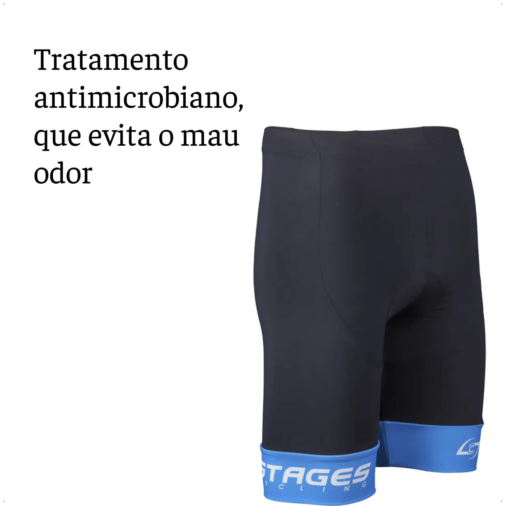 Bermuda de Ciclismo Stages Masculina Tam. M Preto Forro Bidensidade Proteção UV50+ Atrio - VB062