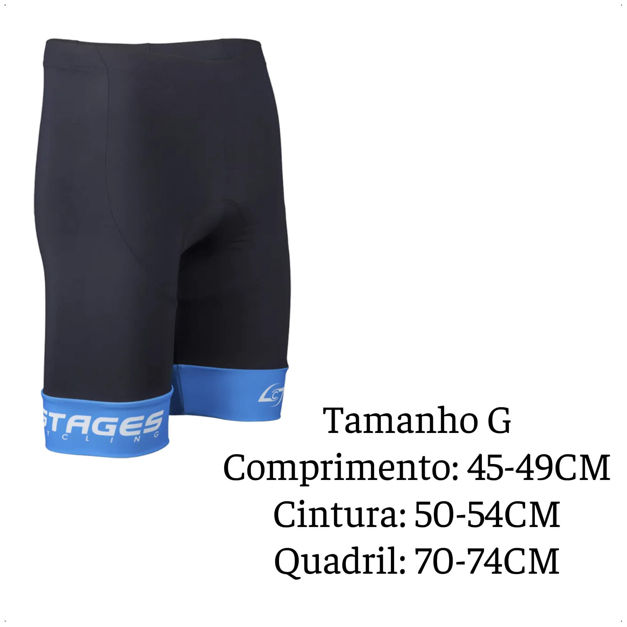Bermuda de Ciclismo Stages Masculina Tam. G Preto Forro Bidensidade Proteção UV50+ Atrio - VB063