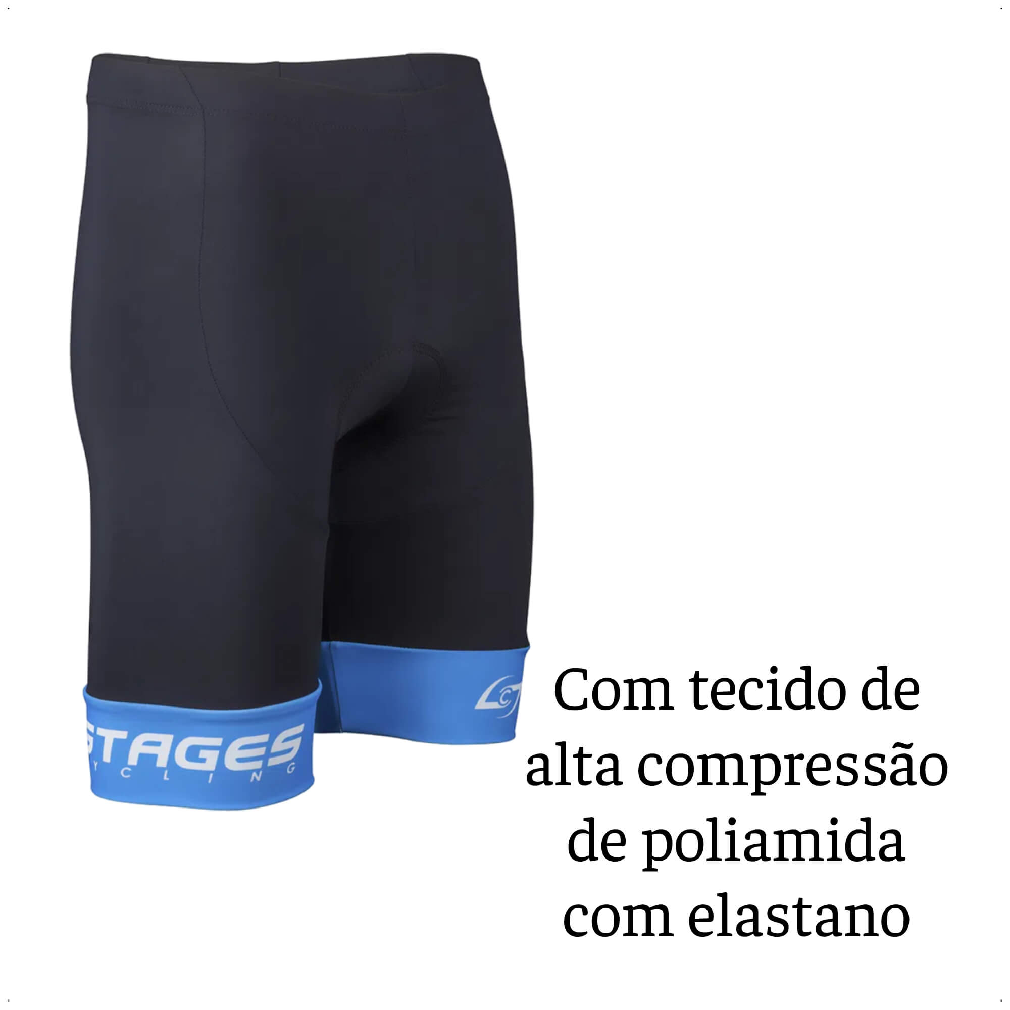 Bermuda de Ciclismo Stages Masculina Tam. G Preto Forro Bidensidade Proteção UV50+ Atrio - VB063