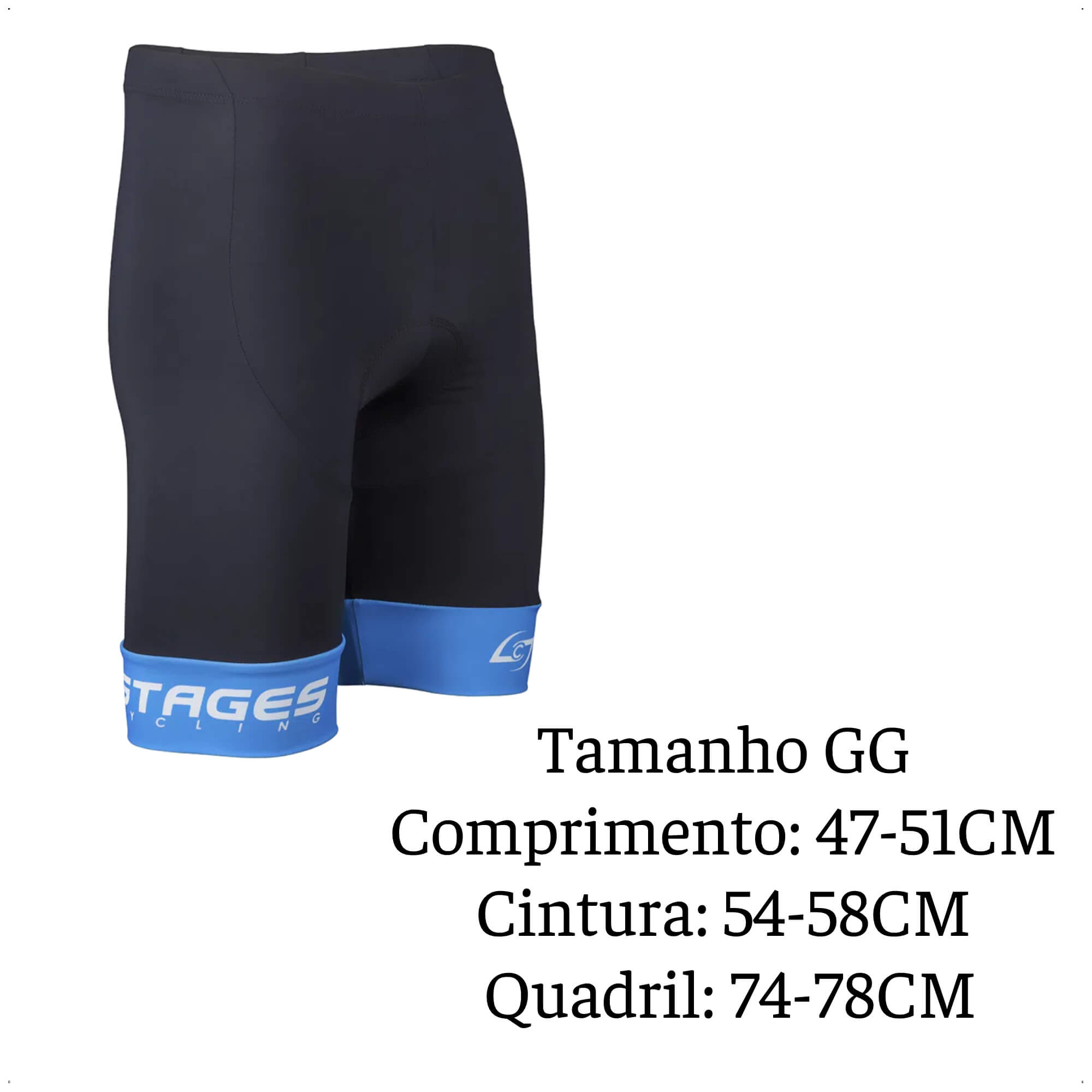 Bermuda de Ciclismo Stages Masculina GG Preto Forro Bidensidade Proteção UV50+ FE Atrio - VB064