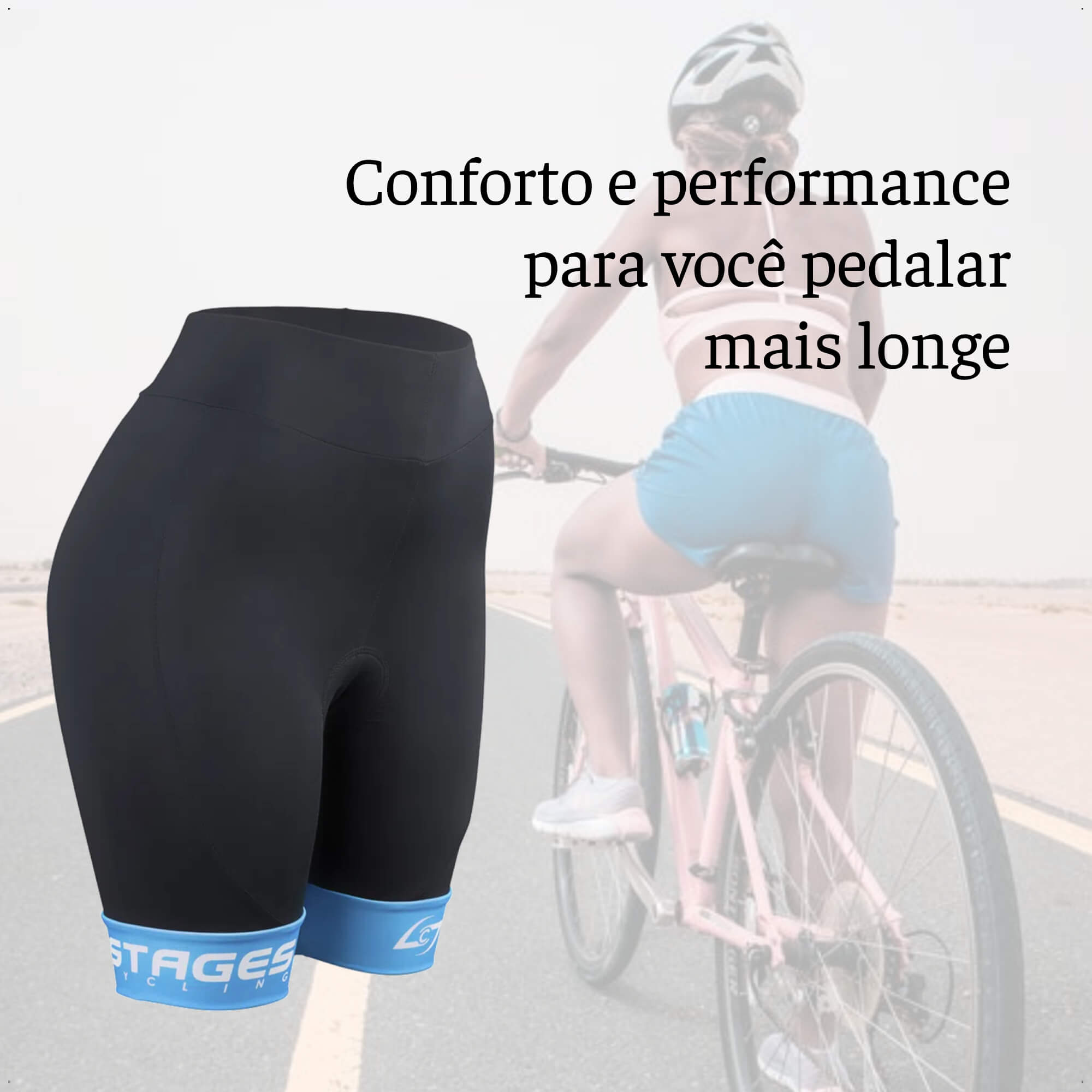 Bermuda de Ciclismo Stages Feminino Tam. M Preto Forro Bidensidade Proteção UV50+ Atrio -VB068