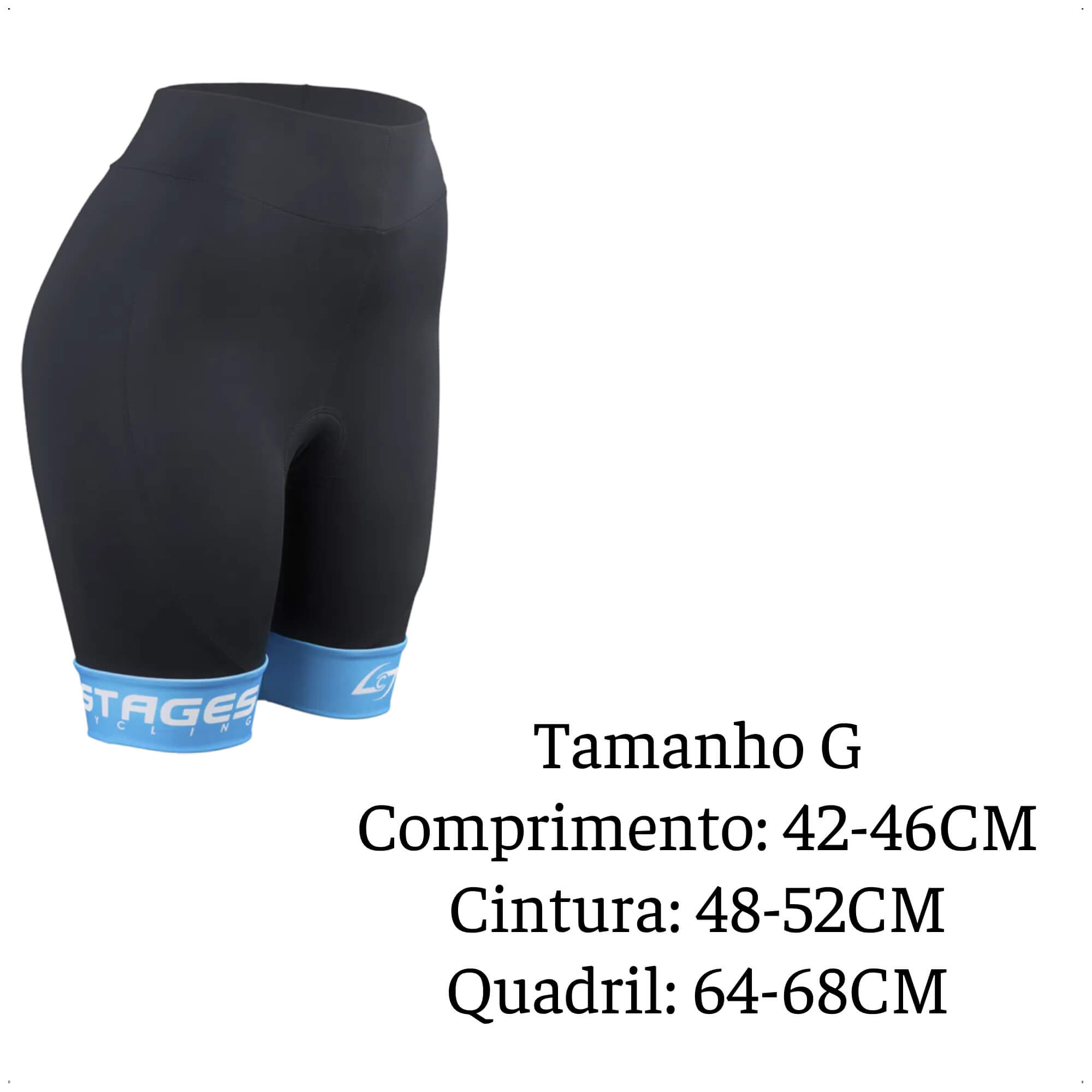 Bermuda de Ciclismo Stages Feminino Tam. G Preto Forro Bidensidade Proteção UV50+ FE Atrio - VB069