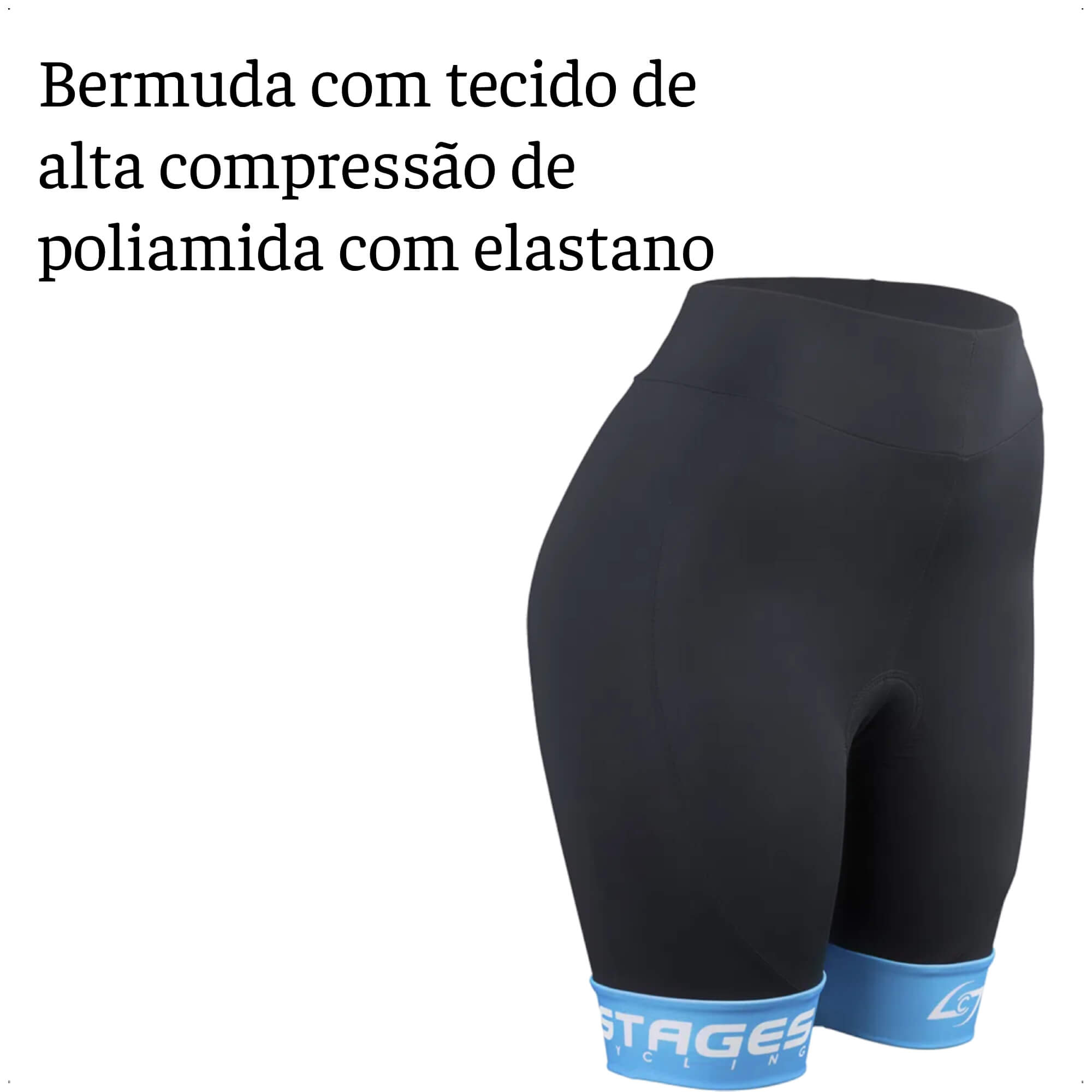 Bermuda de Ciclismo Stages Feminino Tam. G Preto Forro Bidensidade Proteção UV50+ FE Atrio - VB069