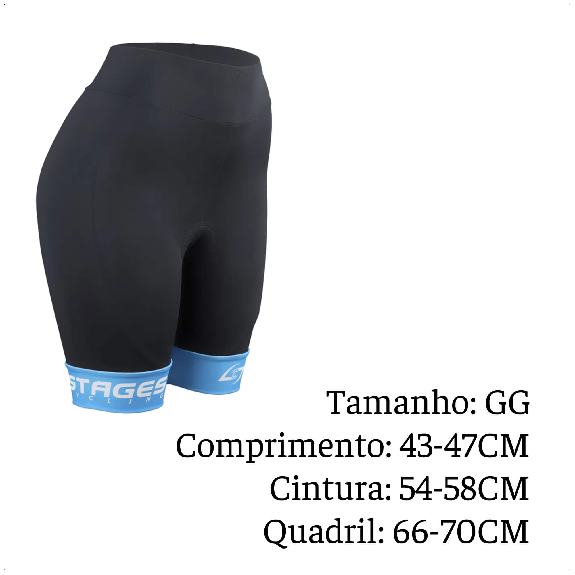 Bermuda de Ciclismo Stages Feminino Tam. GG Preto Forro Bidensidade Proteção UV50+ Atrio - VB070