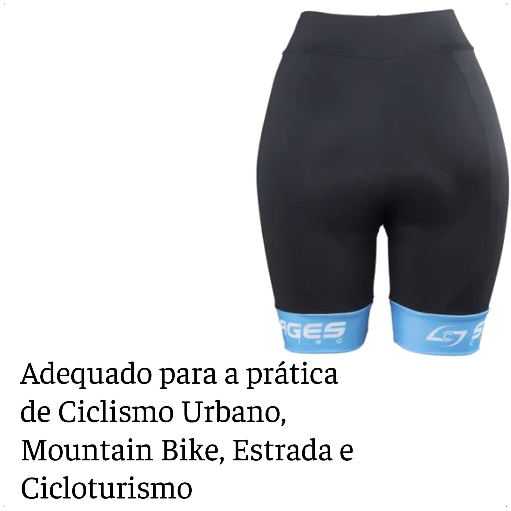 Bermuda de Ciclismo Stages Feminino Tam. GG Preto Forro Bidensidade Proteção UV50+ Atrio - VB070